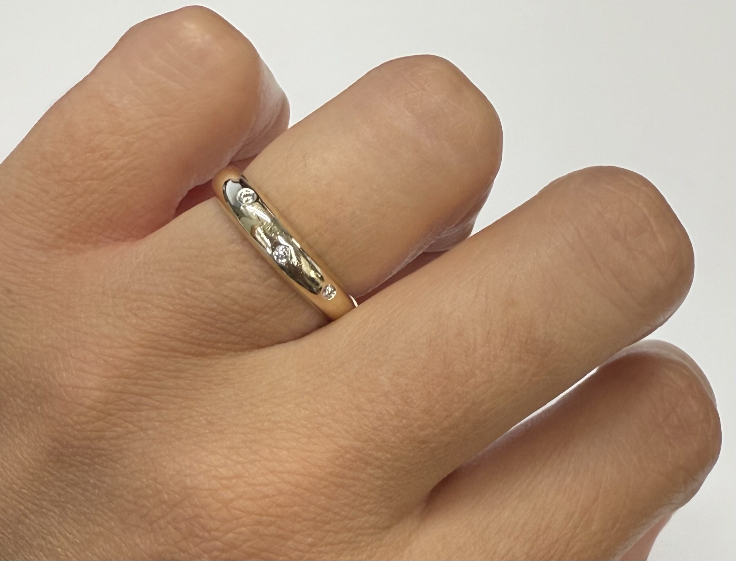 Vintage 14k Yellow Gold Genuine Diamond Domed Band - Image 14