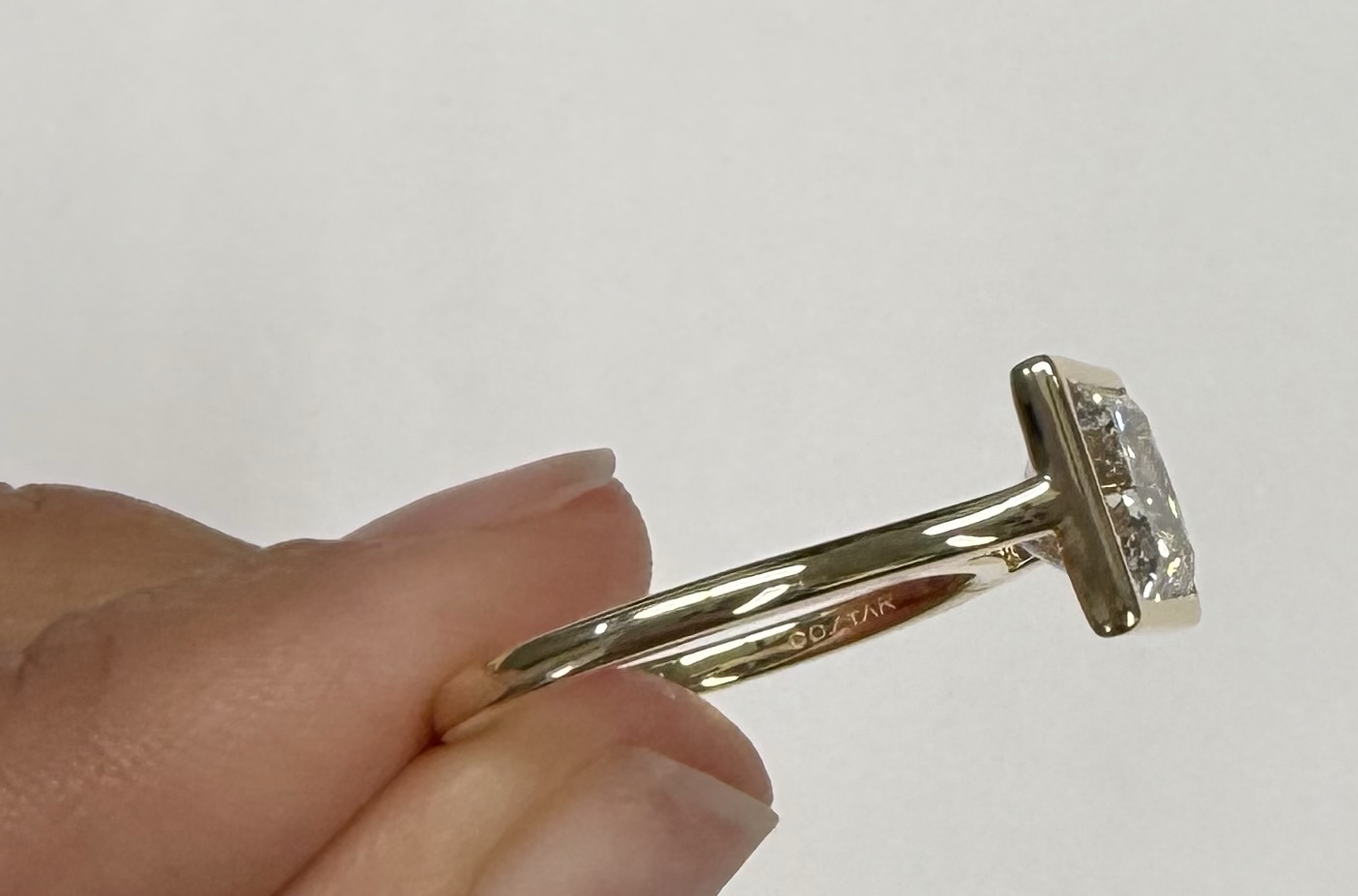 14k Yellow Gold IGI Certified 2.01 Carat Laboratory Grown Princess Cut Diamond Bezel Ring - Image 5