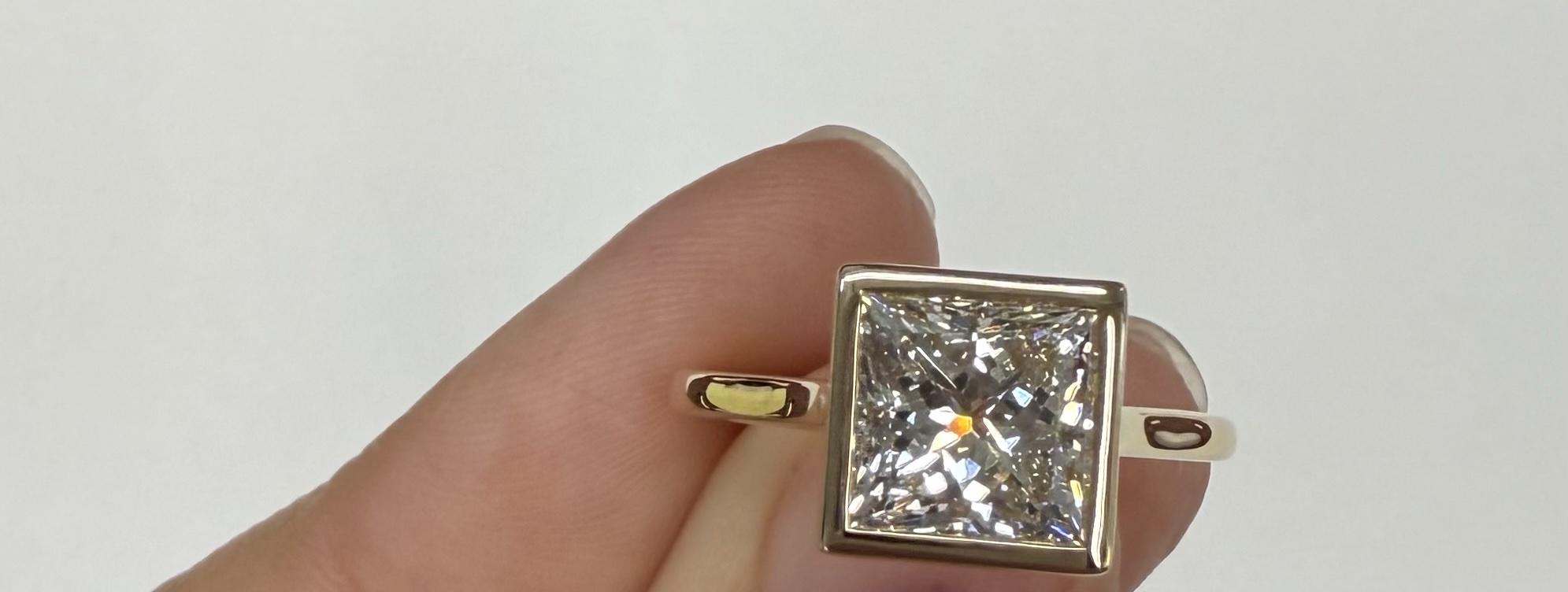 14k Yellow Gold IGI Certified 2.01 Carat Laboratory Grown Princess Cut Diamond Bezel Ring - Image 11