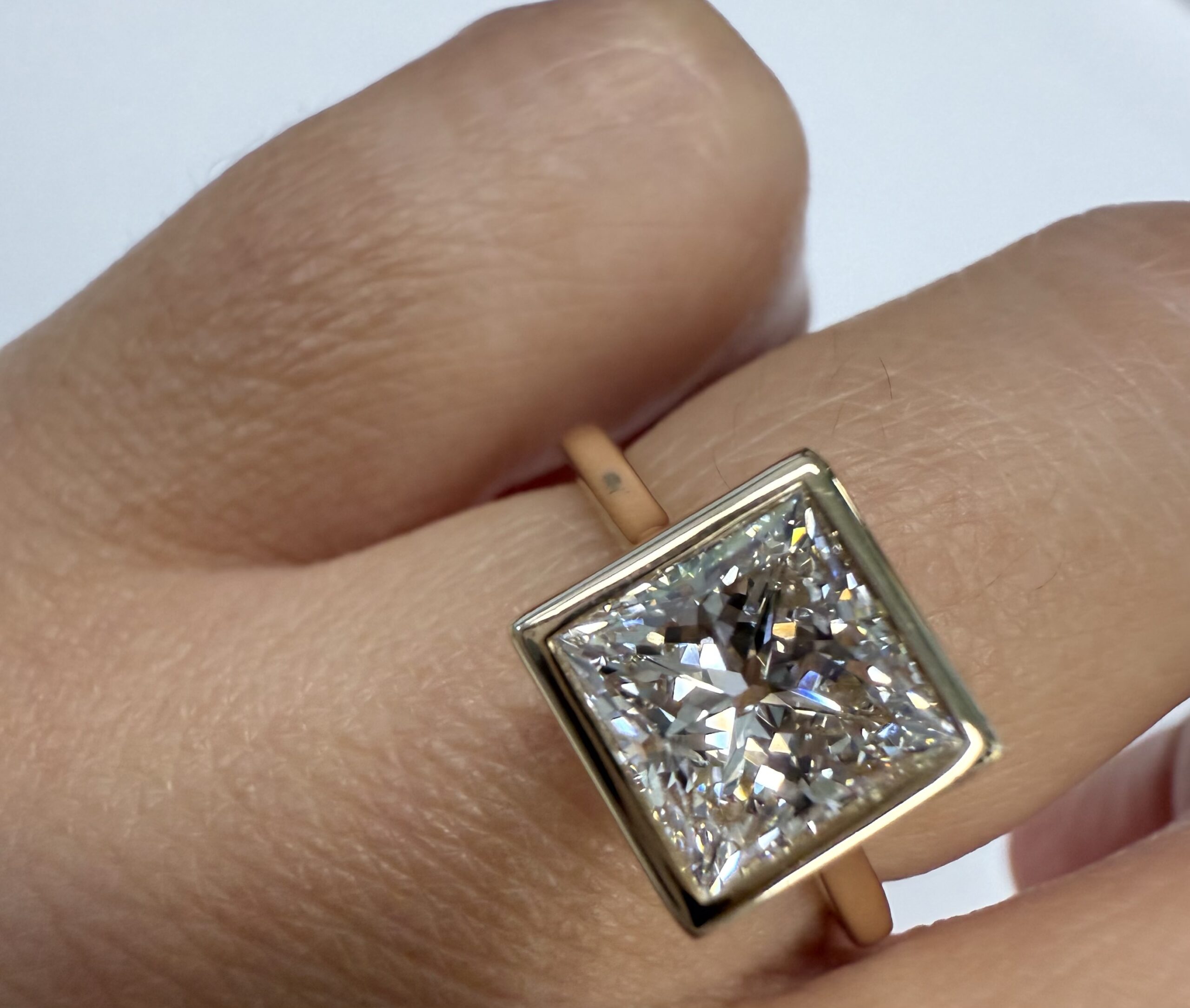 14k Yellow Gold IGI Certified 2.01 Carat Laboratory Grown Princess Cut Diamond Bezel Ring - Image 17