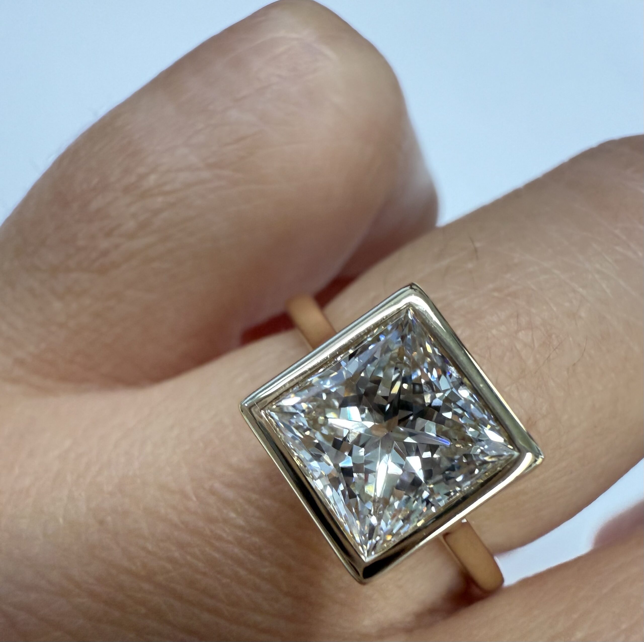 14k Yellow Gold IGI Certified 2.01 Carat Laboratory Grown Princess Cut Diamond Bezel Ring - Image 23