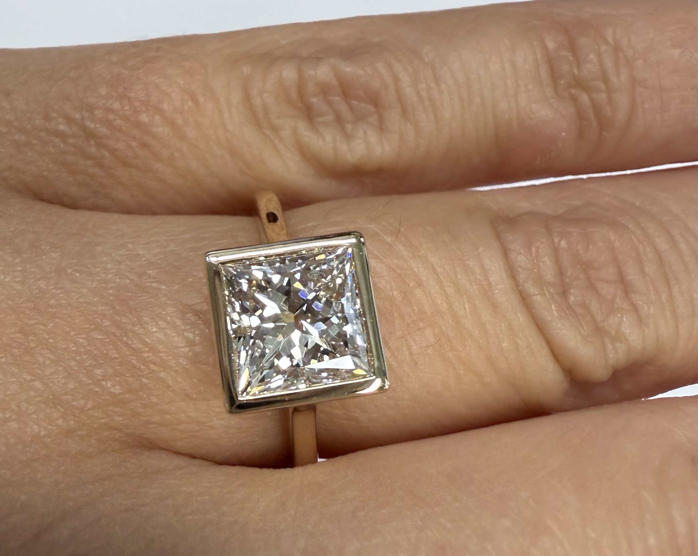 14k Yellow Gold IGI Certified 2.01 Carat Laboratory Grown Princess Cut Diamond Bezel Ring - Image 27