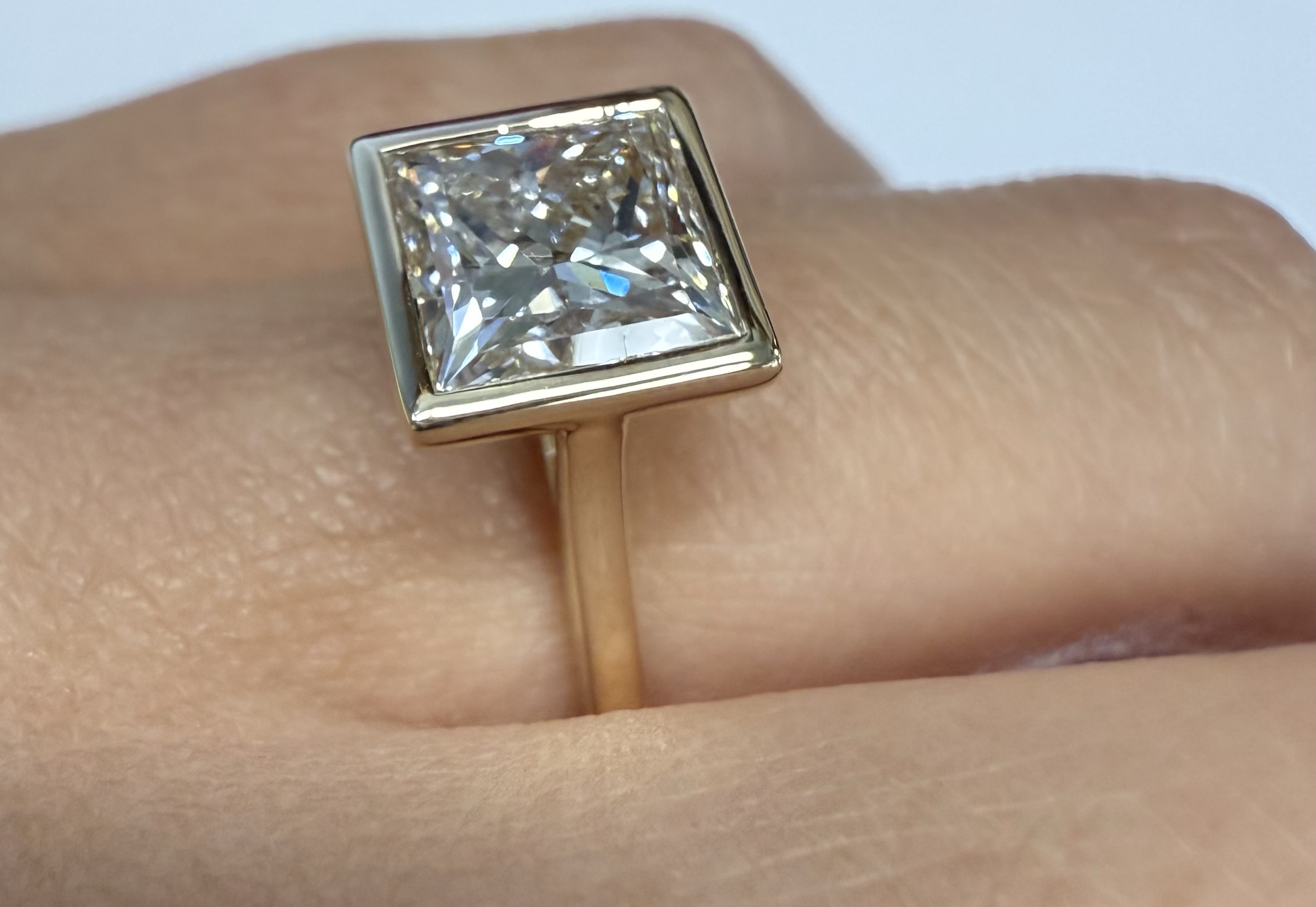 14k Yellow Gold IGI Certified 2.01 Carat Laboratory Grown Princess Cut Diamond Bezel Ring - Image 29