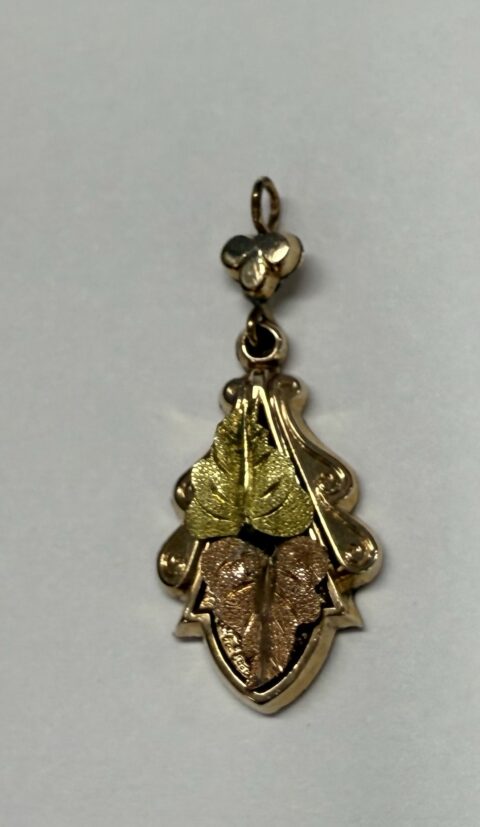 Antique 14k Yellow Gold Tri-Color Leaf Pendant