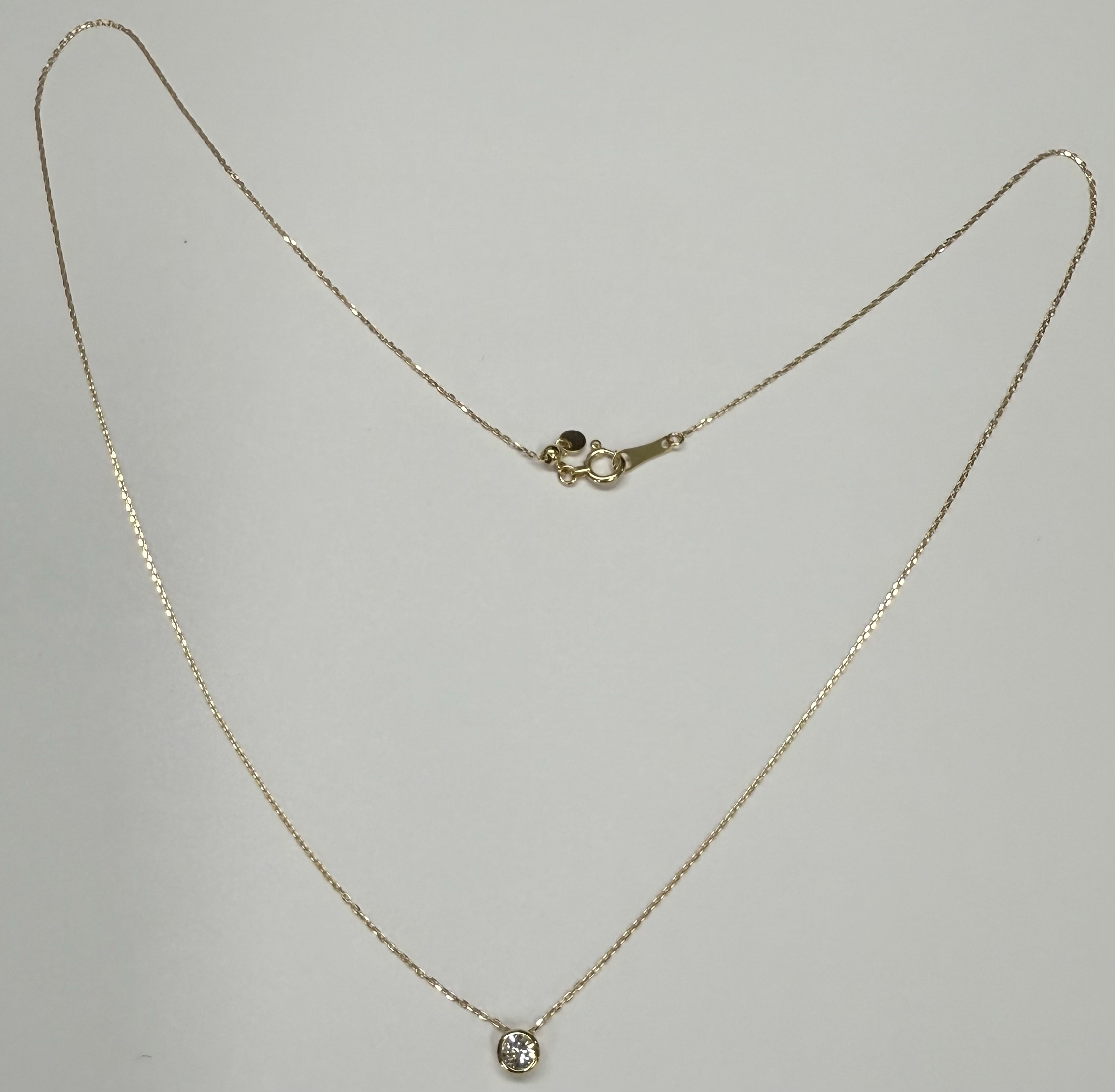 18k Yellow Gold Genuine .20 Cttw Round Brilliant Cut Diamond Bezel Pendant - Image 15