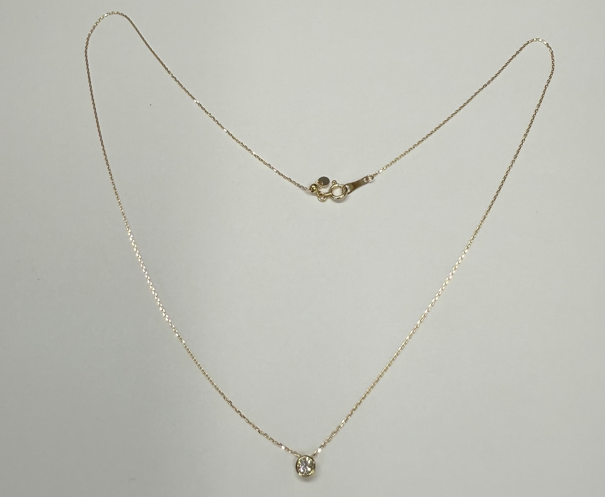 18k Yellow Gold Genuine .20 Cttw Round Brilliant Cut Diamond Bezel Pendant - Image 12