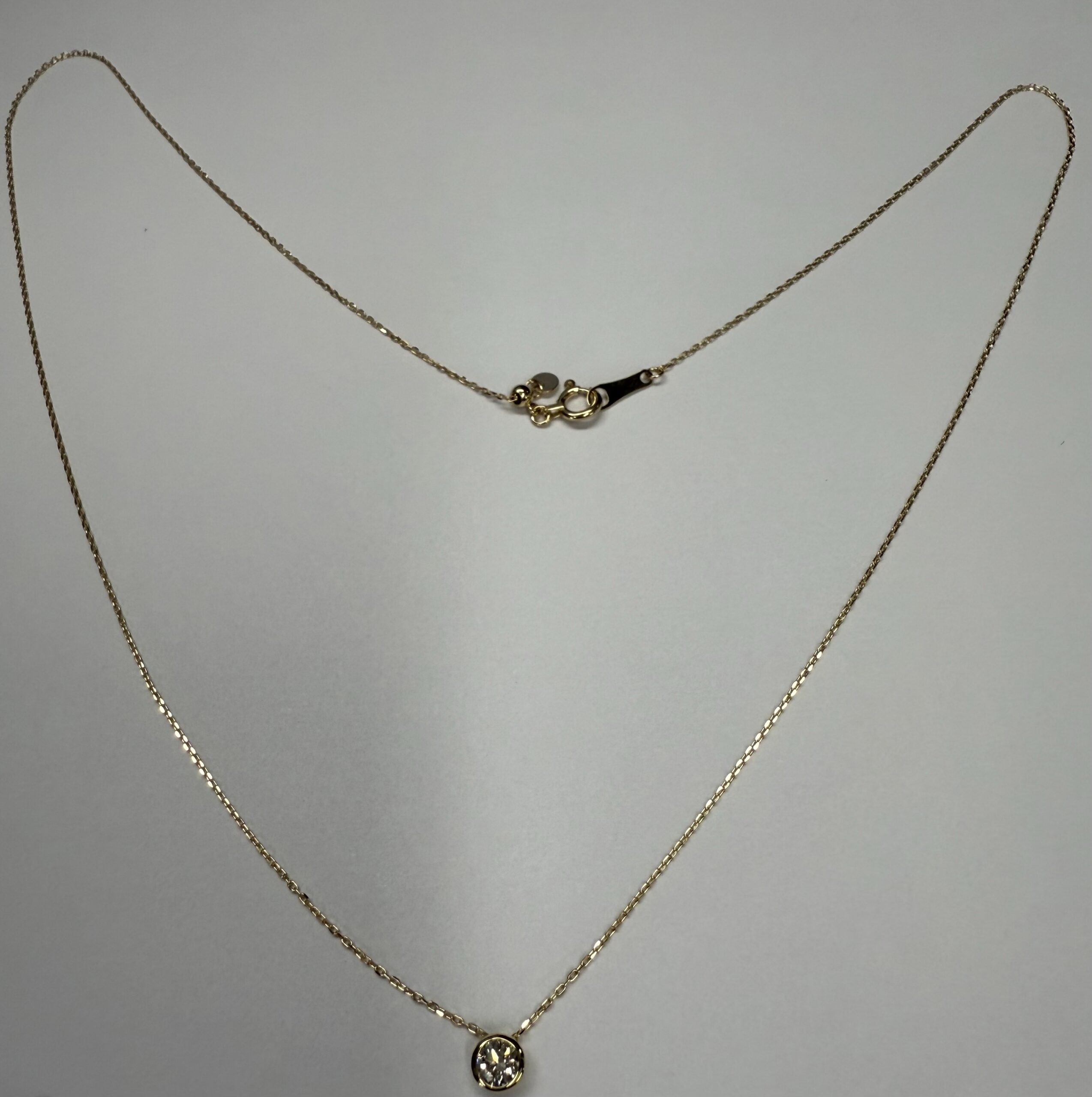 18k Yellow Gold Genuine .20 Cttw Round Brilliant Cut Diamond Bezel Pendant - Image 11