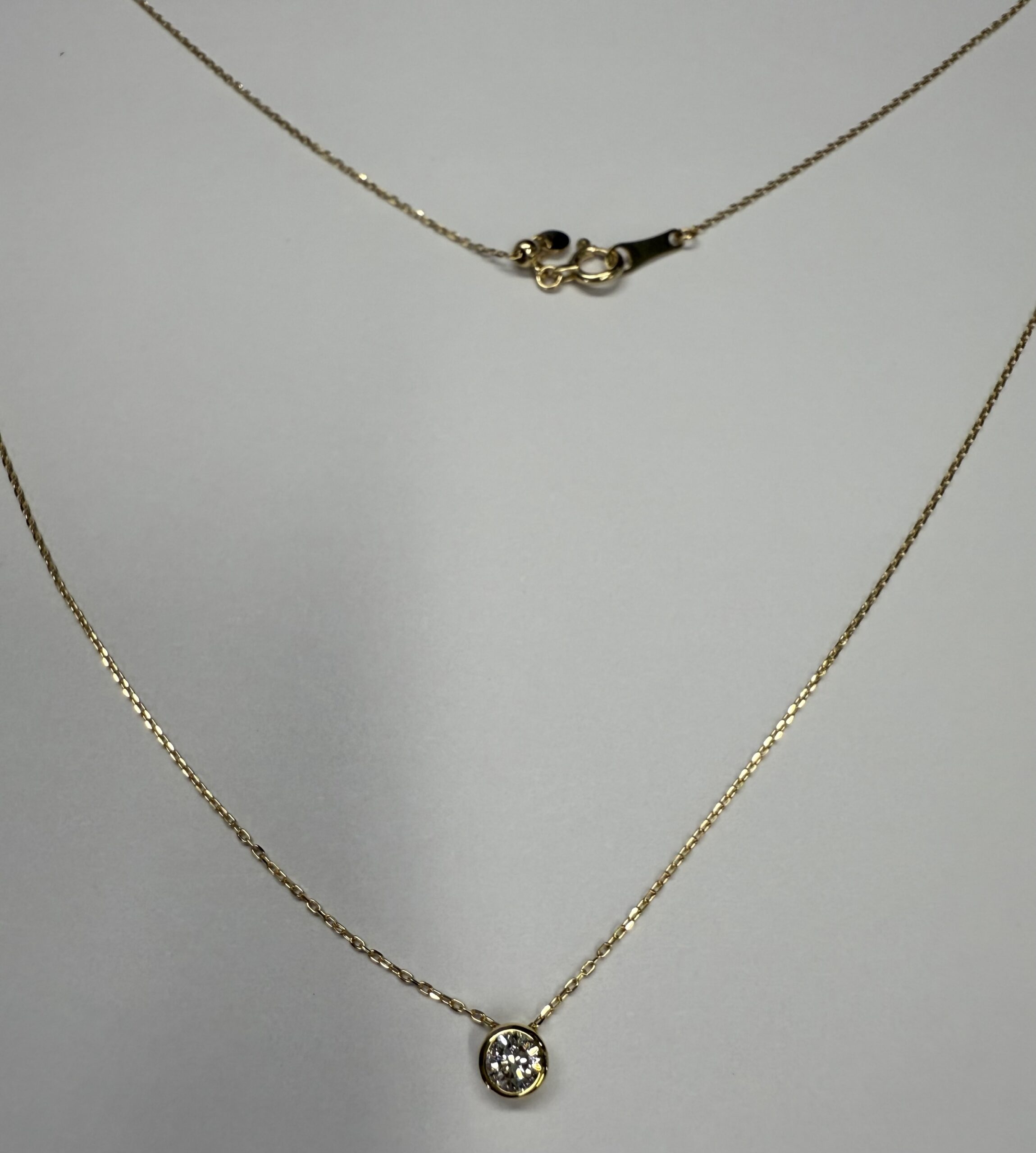 18k Yellow Gold Genuine .20 Cttw Round Brilliant Cut Diamond Bezel Pendant - Image 10