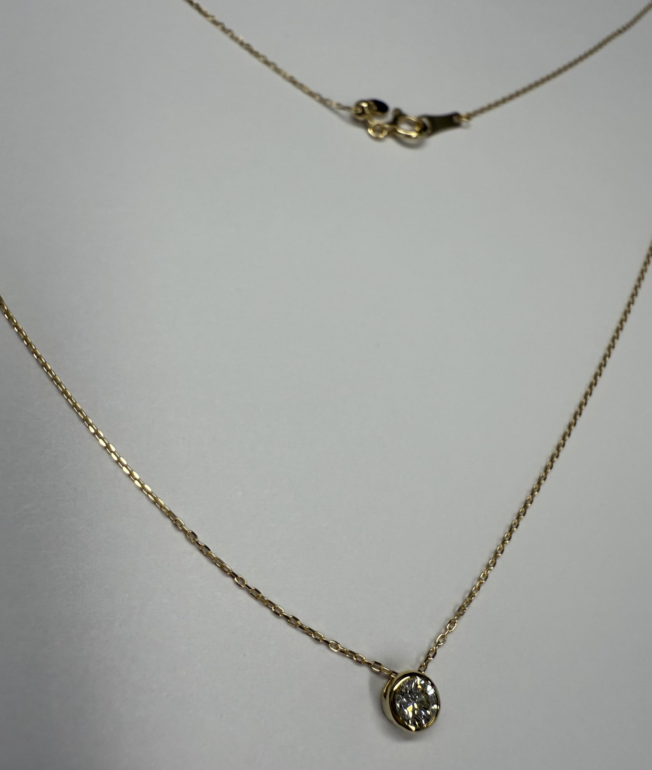 18k Yellow Gold Genuine .20 Cttw Round Brilliant Cut Diamond Bezel Pendant - Image 9