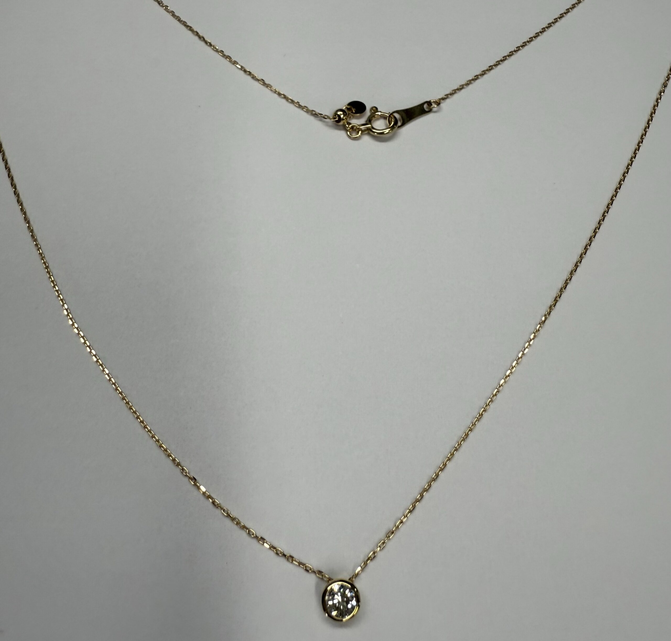 18k Yellow Gold Genuine .20 Cttw Round Brilliant Cut Diamond Bezel Pendant - Image 7