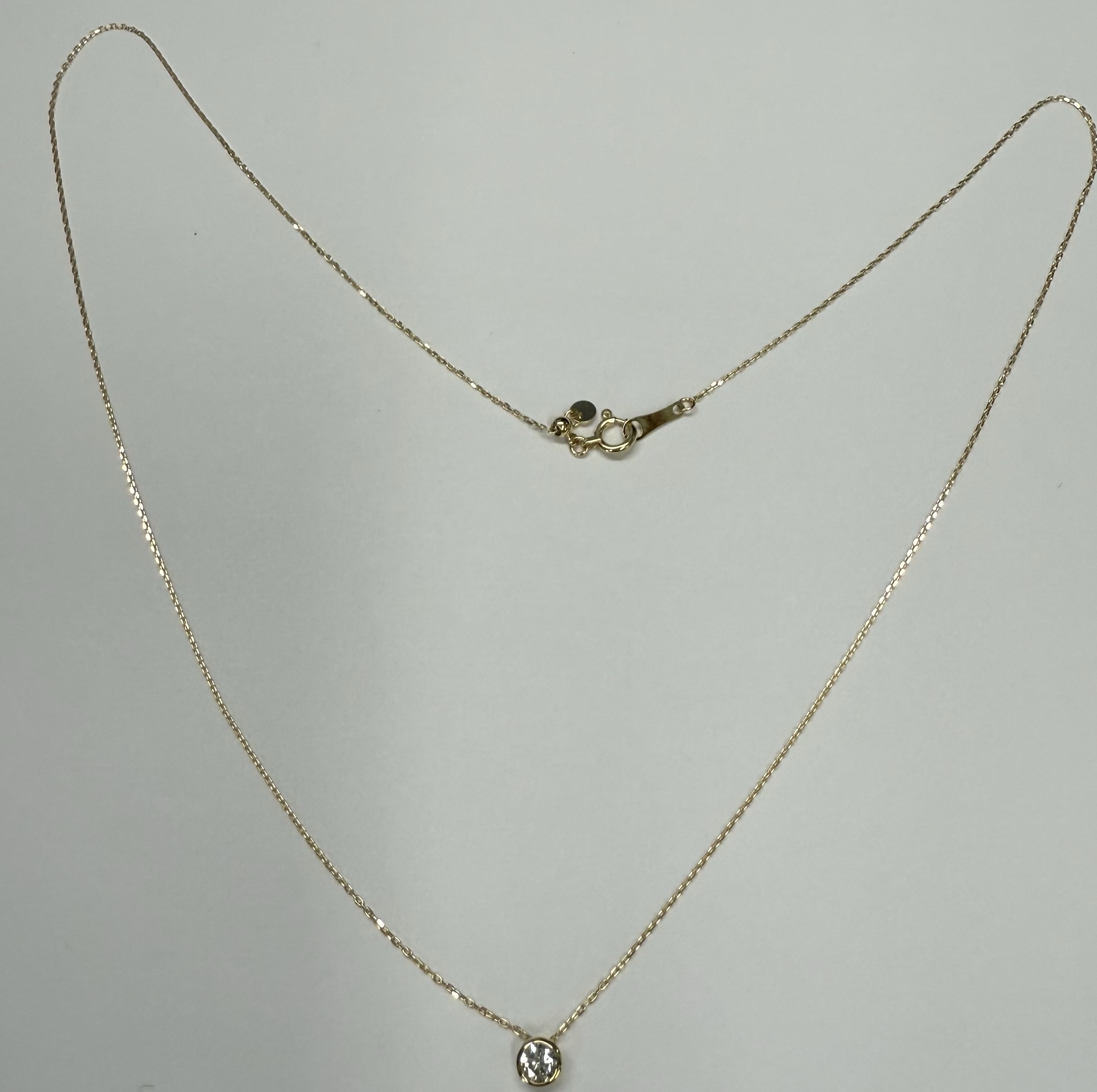 18k Yellow Gold Genuine .20 Cttw Round Brilliant Cut Diamond Bezel Pendant - Image 5