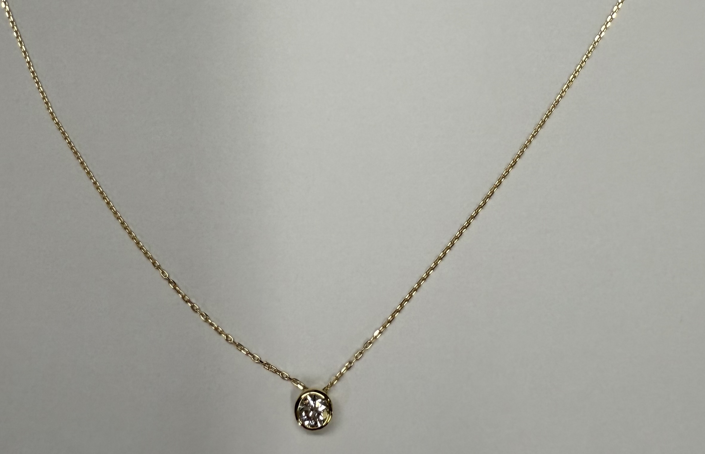 18k Yellow Gold Genuine .20 Cttw Round Brilliant Cut Diamond Bezel Pendant - Image 4