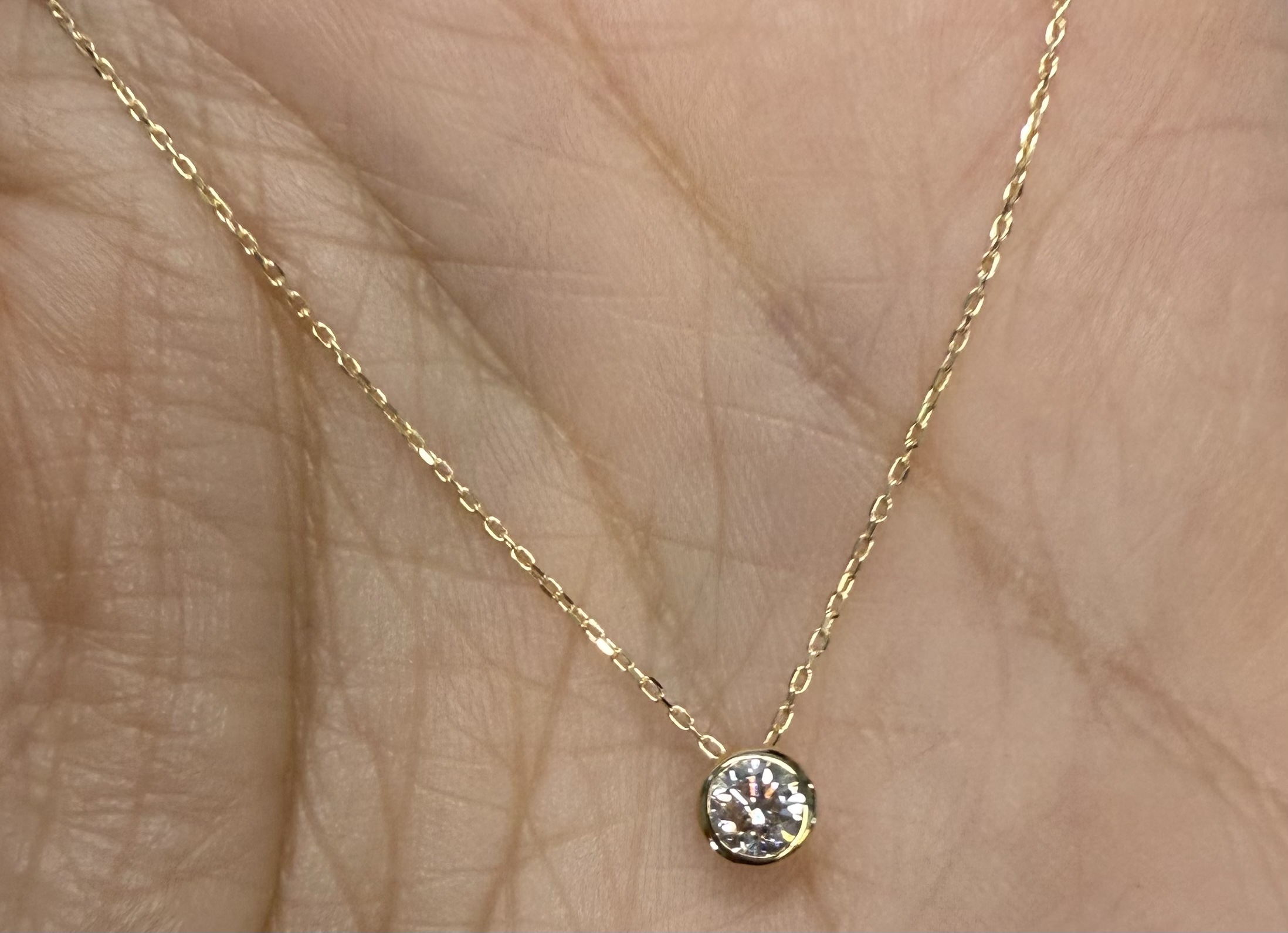 18k Yellow Gold Genuine .20 Cttw Round Brilliant Cut Diamond Bezel Pendant - Image 2