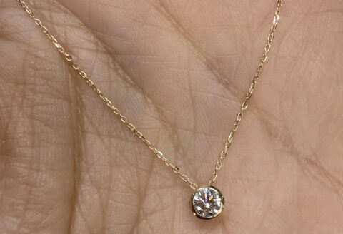 18k Yellow Gold Genuine .20 Cttw Round Brilliant Cut Diamond Bezel Pendant