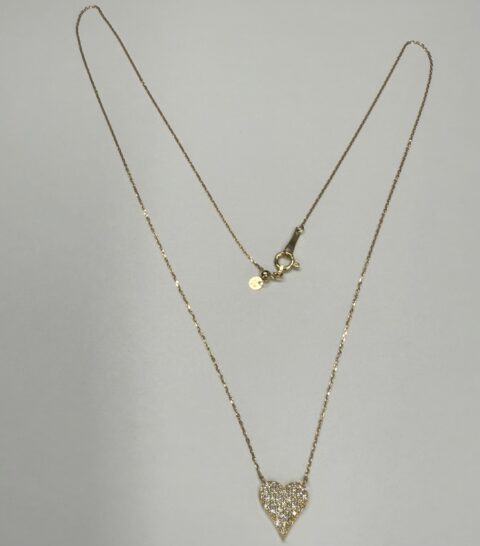 18k Yellow Gold Genuine .22 Cttw Pave' Diamond Heart Pendant