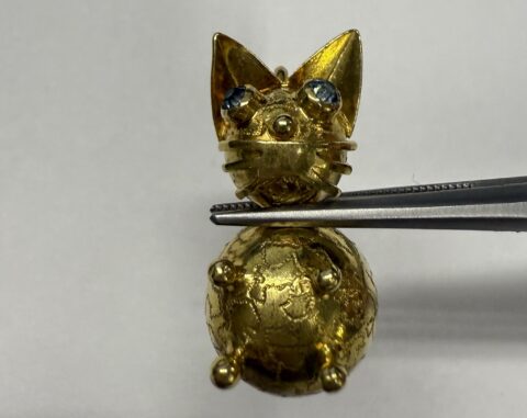 Vintage 18k Yellow Gold Funky Cat Charm