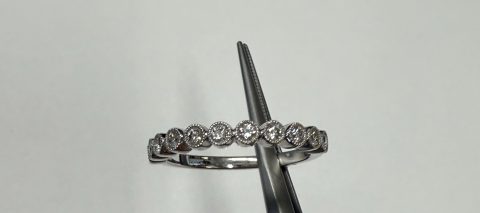 14k White Gold 11 Stone Genuine .28 Cttw Round Brilliant Cut Diamond Band