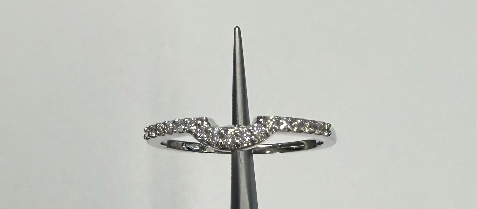 14k White Gold Genuine .14 Cttw Round Brilliant Cut Diamond Notched Band - Image 3