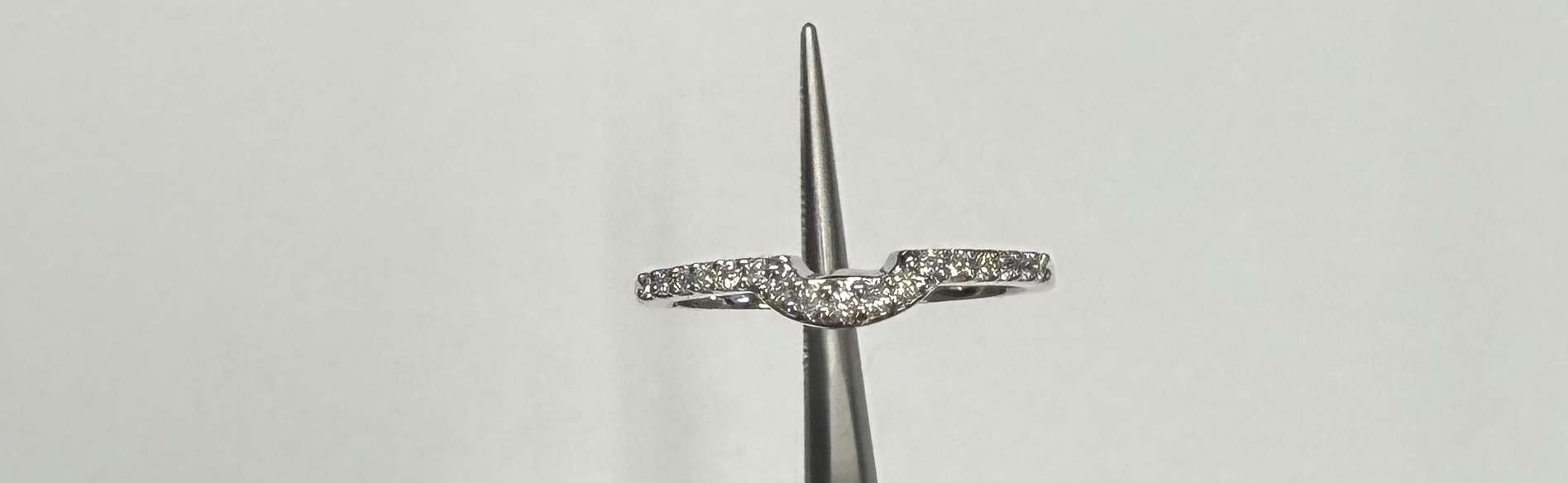 14k White Gold Genuine .14 Cttw Round Brilliant Cut Diamond Notched Band - Image 2