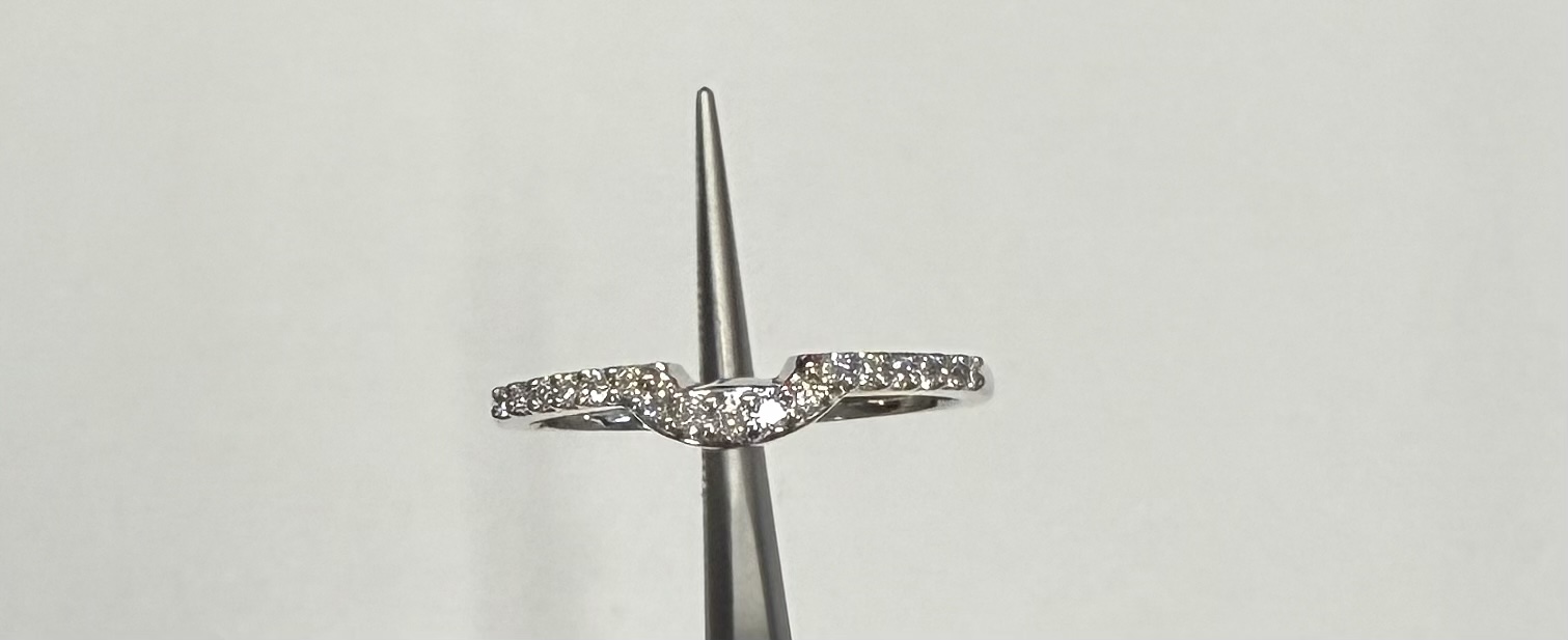 14k White Gold Genuine .14 Cttw Round Brilliant Cut Diamond Notched Band - Image 4