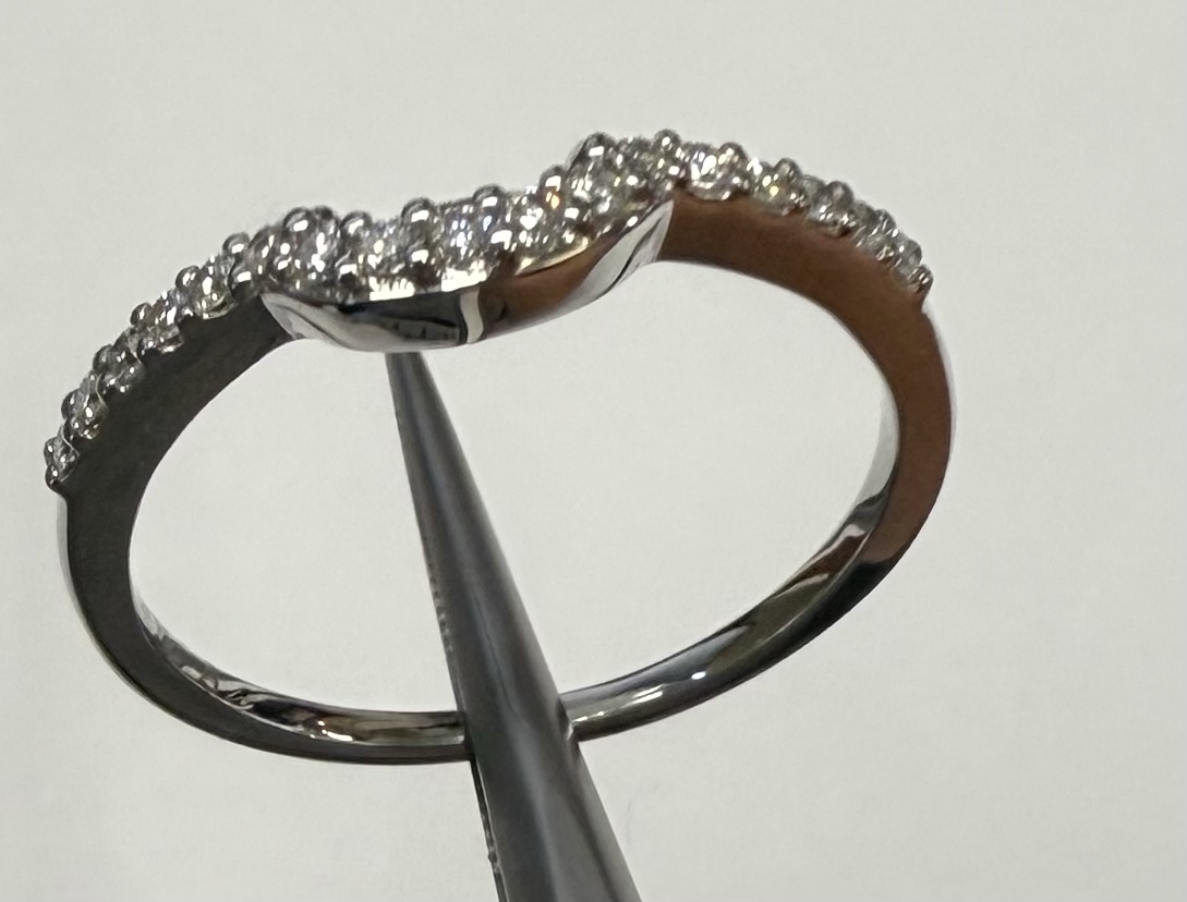 14k White Gold Genuine .14 Cttw Round Brilliant Cut Diamond Notched Band - Image 10