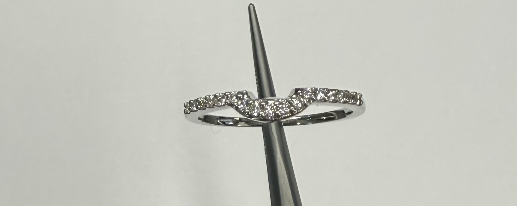 14k White Gold Genuine .14 Cttw Round Brilliant Cut Diamond Notched Band - Image 19