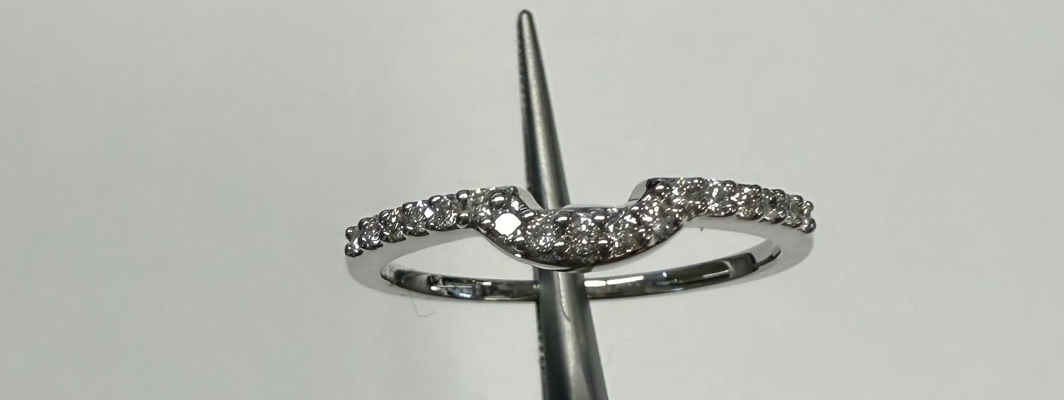 14k White Gold Genuine .14 Cttw Round Brilliant Cut Diamond Notched Band - Image 22