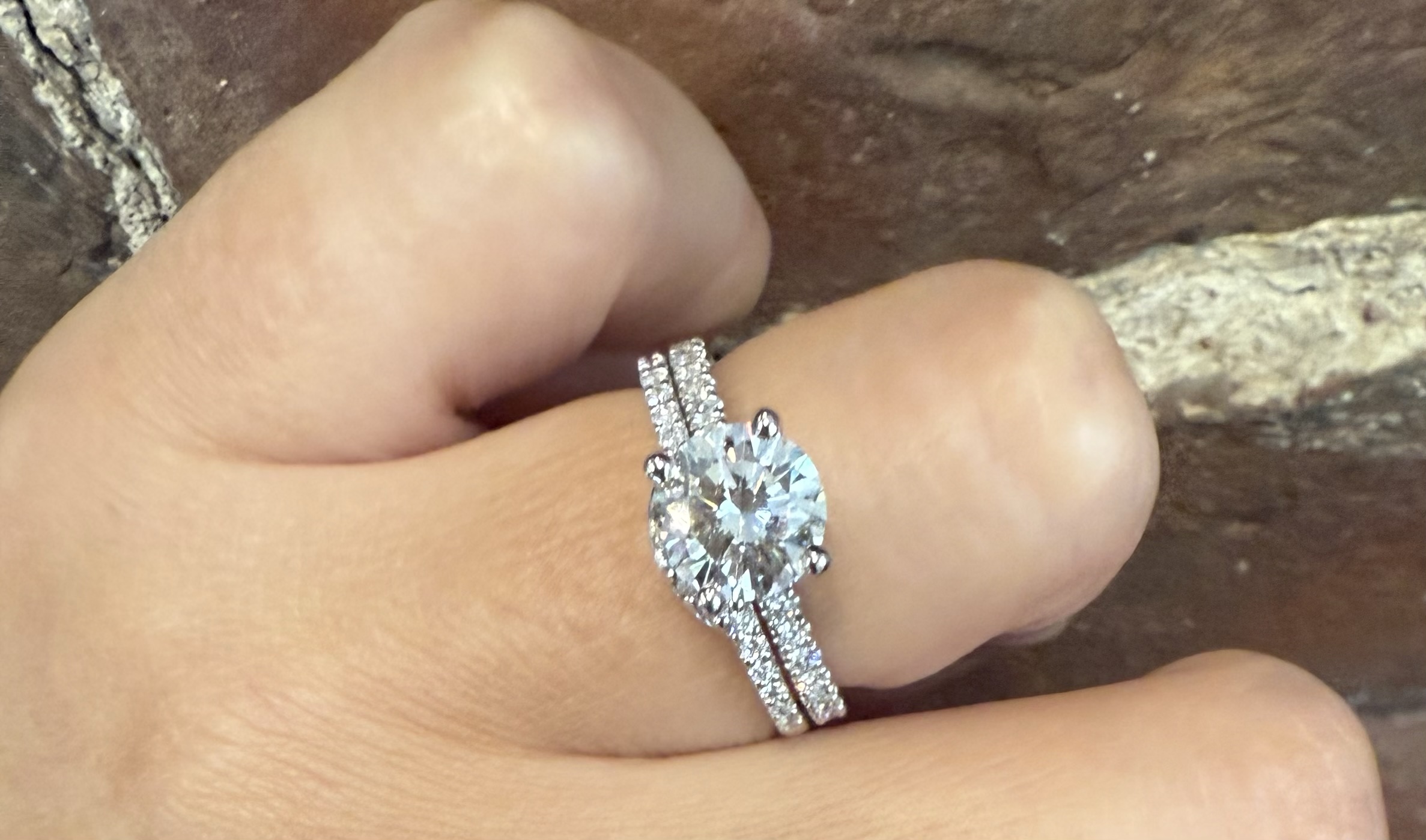 14k White Gold Genuine .14 Cttw Round Brilliant Cut Diamond Notched Band - Image 24