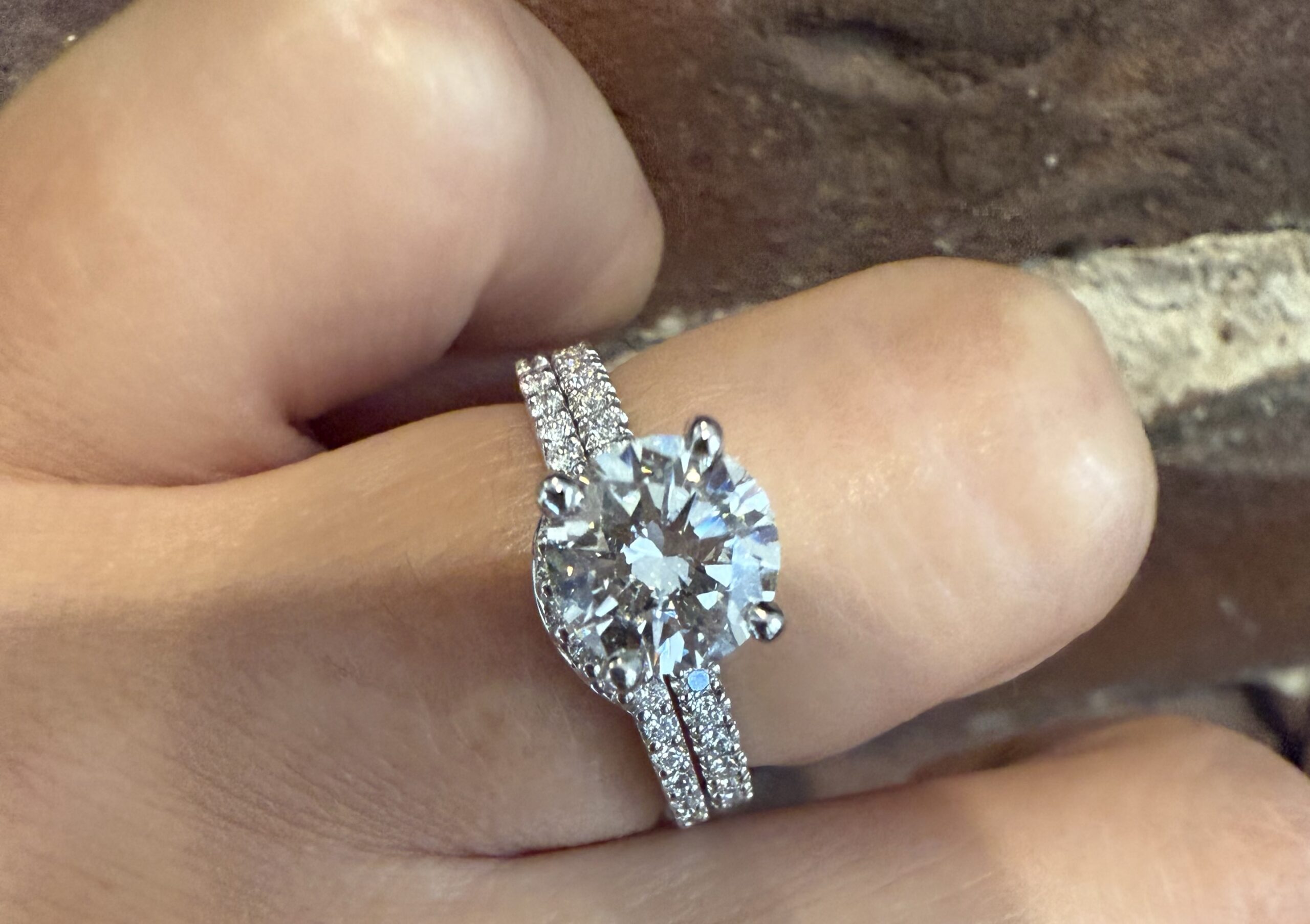 14k White Gold Genuine .14 Cttw Round Brilliant Cut Diamond Notched Band - Image 25