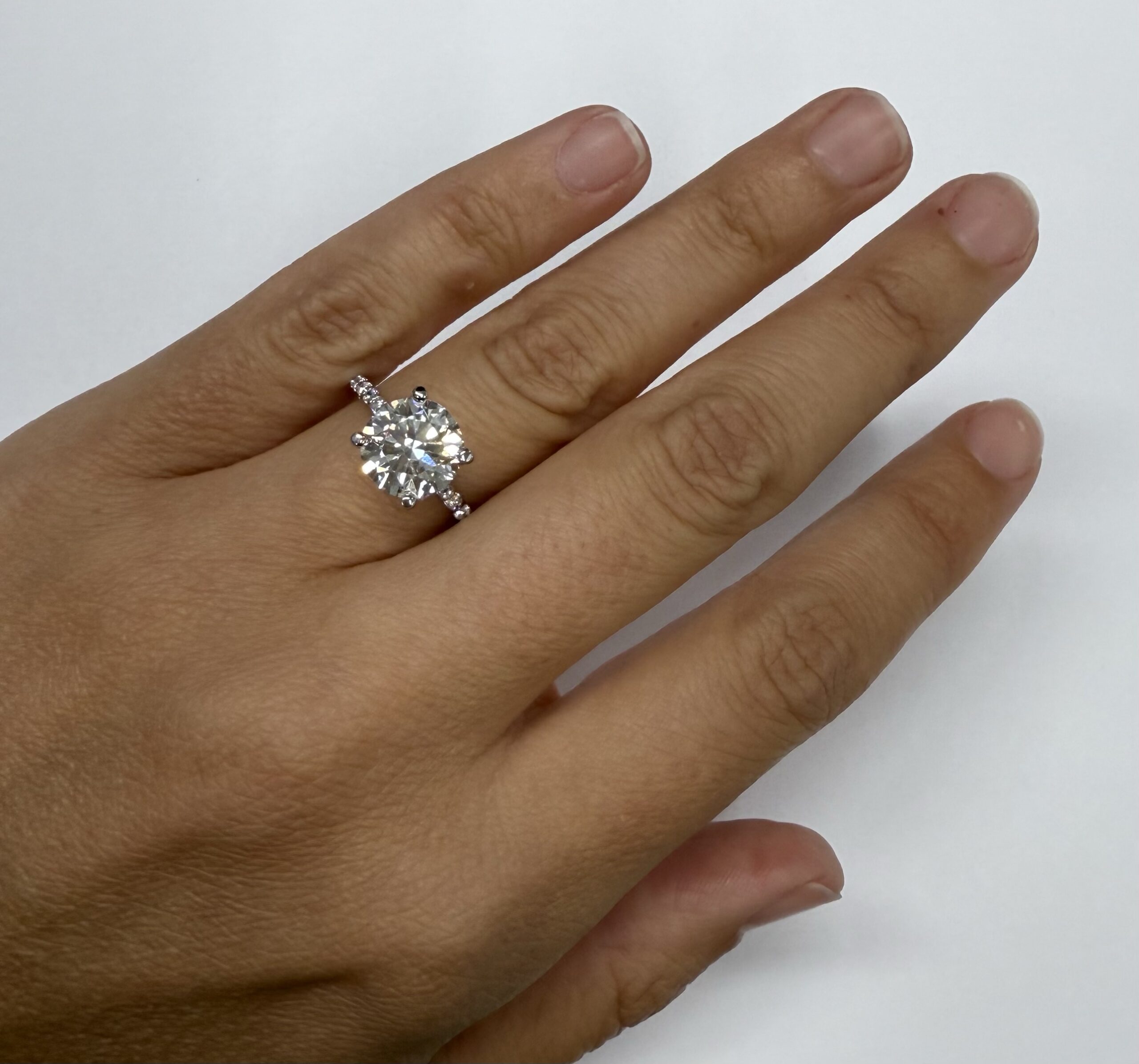 14k White Gold IGI Certified Genuine 3.03 Carat Laboratory Grown Round Brilliant Cut Diamond Solitaire - Image 20