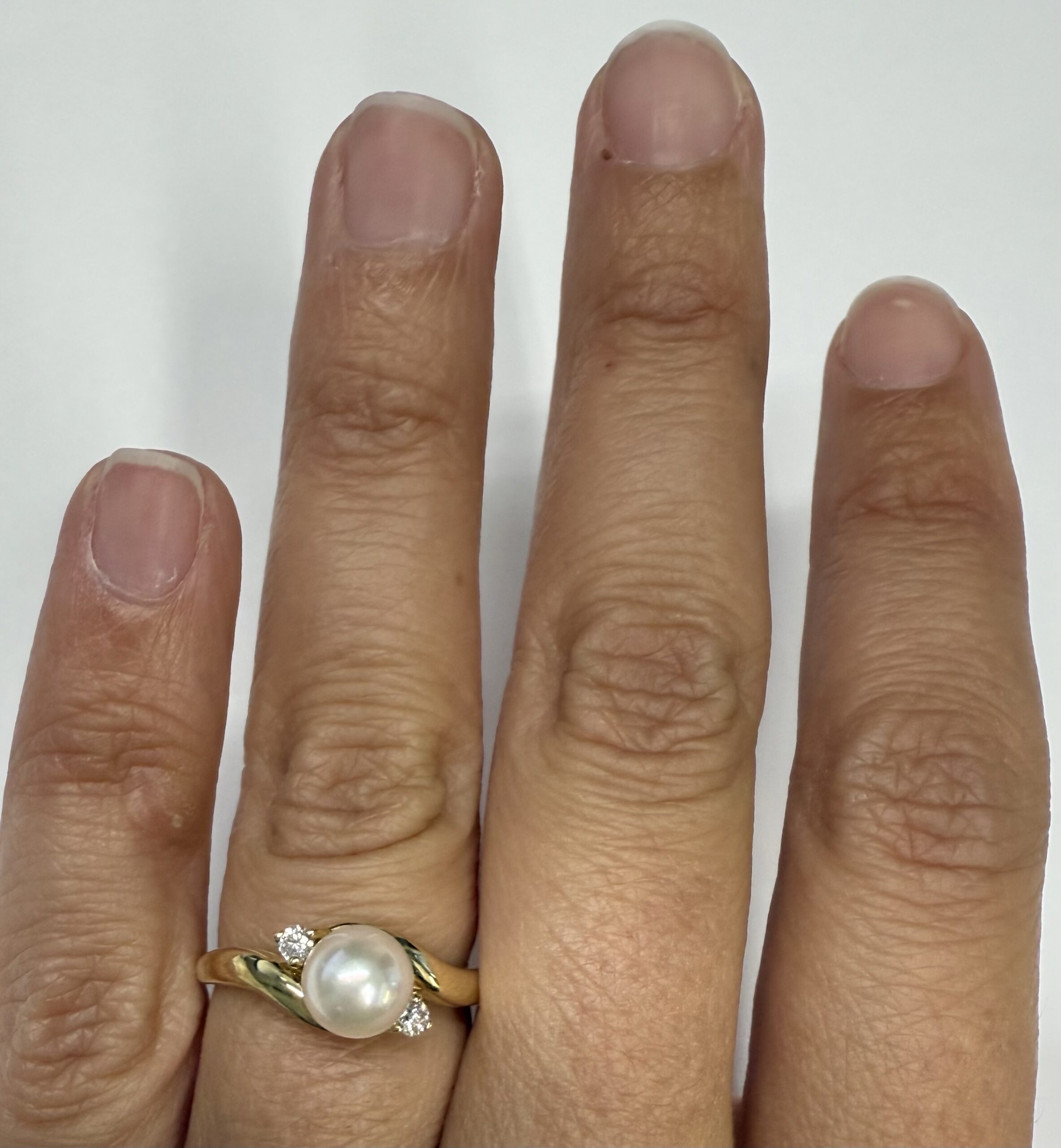 14k Yellow Gold 6 MM Cultured Pearl & Genuine .08 Cttw Round Brilliant Cut Diamond Ring - Image 20