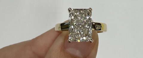 14k Yellow Gold IGI Certified Laboratory Grown 3.23 Carat Cushion Brilliant Cut Diamond Solitaire With Hidden Halo