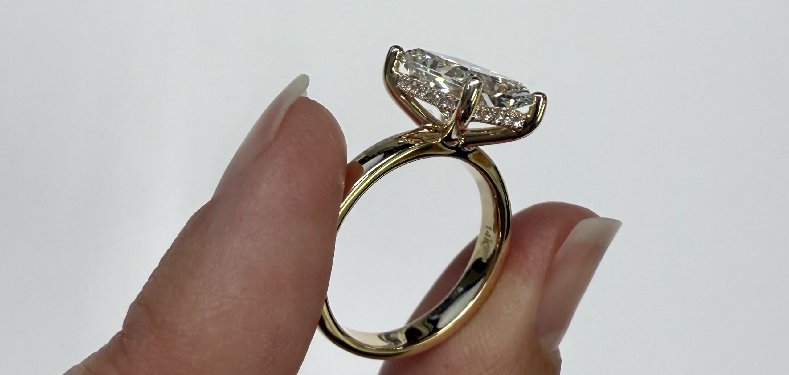 14k Yellow Gold IGI Certified Laboratory Grown 3.23 Carat Cushion Brilliant Cut Diamond Solitaire With Hidden Halo - Image 19