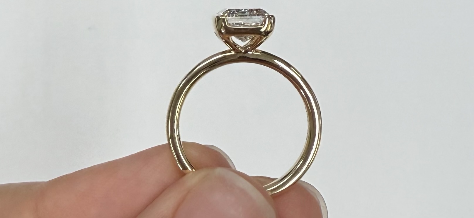 14k Yellow Gold Genuine IGI Certified Laboratory Grown 2.41 Carat Emerald Cut Diamond Partial Bezel Ring - Image 11