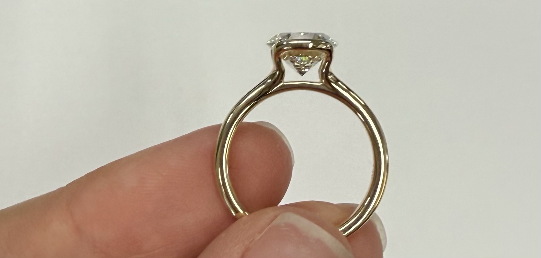 14k Yellow Gold Partial Bezel Set IGI Certified Genuine Laboratory Grown 2.04 Carat Round Brilliant Cut Diamond Ring - Image 11