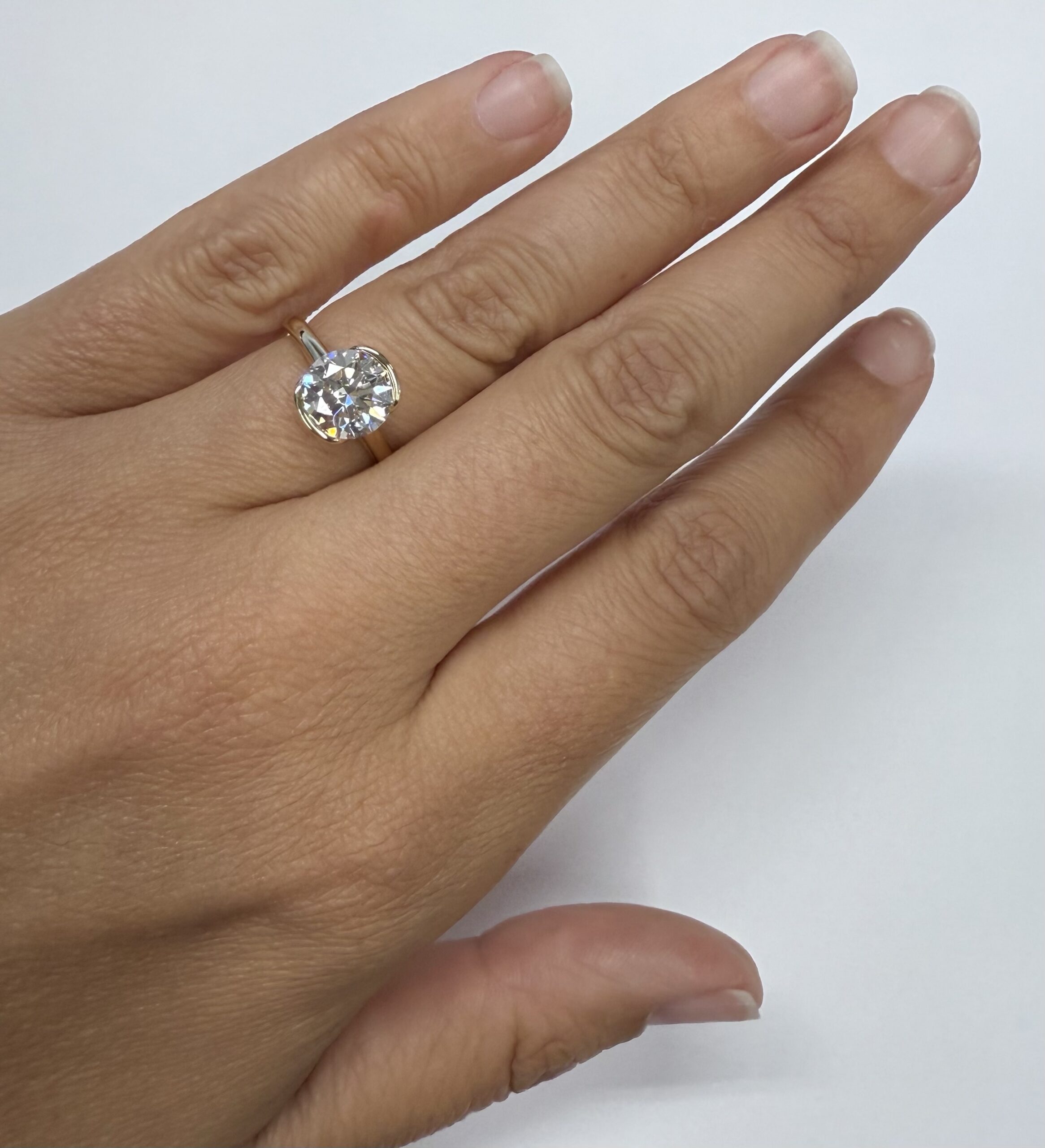 14k Yellow Gold Partial Bezel Set IGI Certified Genuine Laboratory Grown 2.04 Carat Round Brilliant Cut Diamond Ring - Image 20