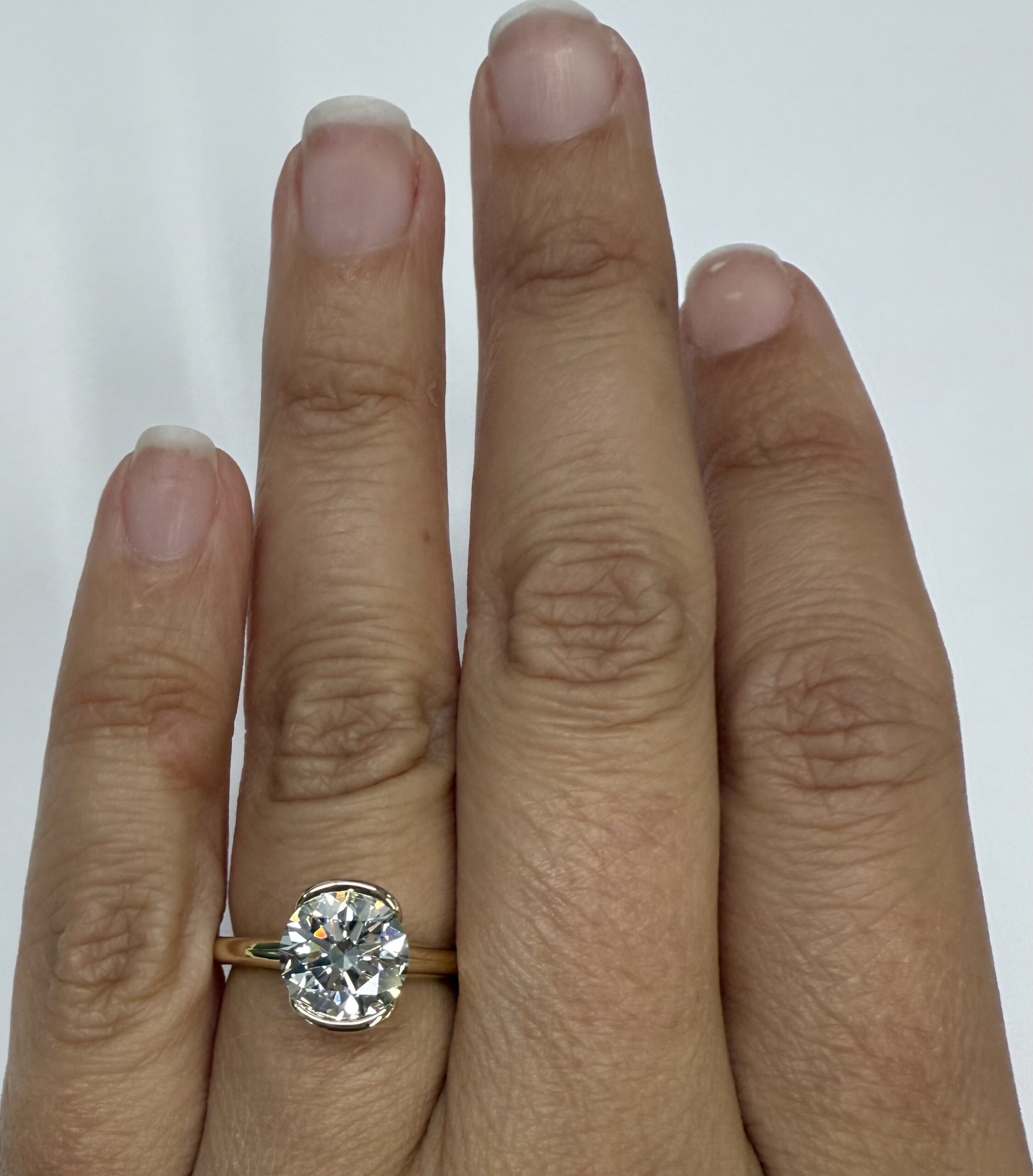 14k Yellow Gold Partial Bezel Set IGI Certified Genuine Laboratory Grown 2.04 Carat Round Brilliant Cut Diamond Ring - Image 21