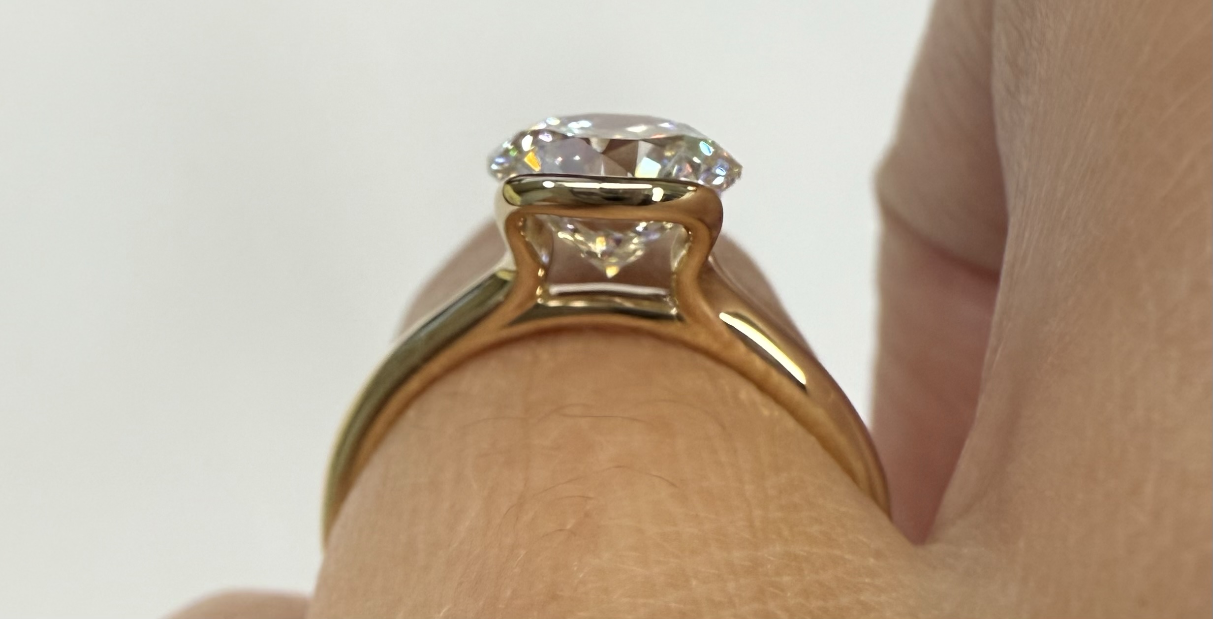 14k Yellow Gold Partial Bezel Set IGI Certified Genuine Laboratory Grown 2.04 Carat Round Brilliant Cut Diamond Ring - Image 24