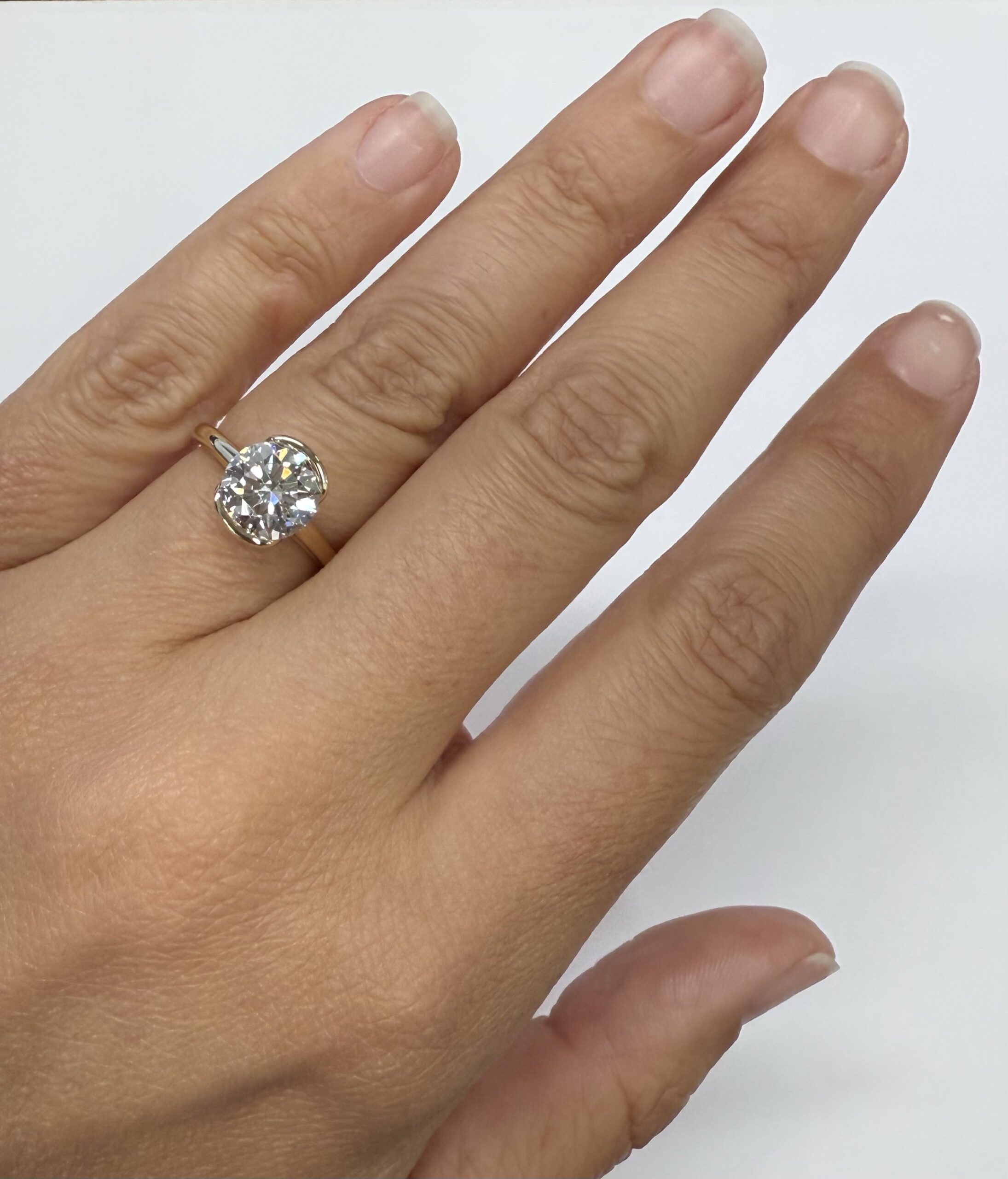 14k Yellow Gold Partial Bezel Set IGI Certified Genuine Laboratory Grown 2.04 Carat Round Brilliant Cut Diamond Ring - Image 29