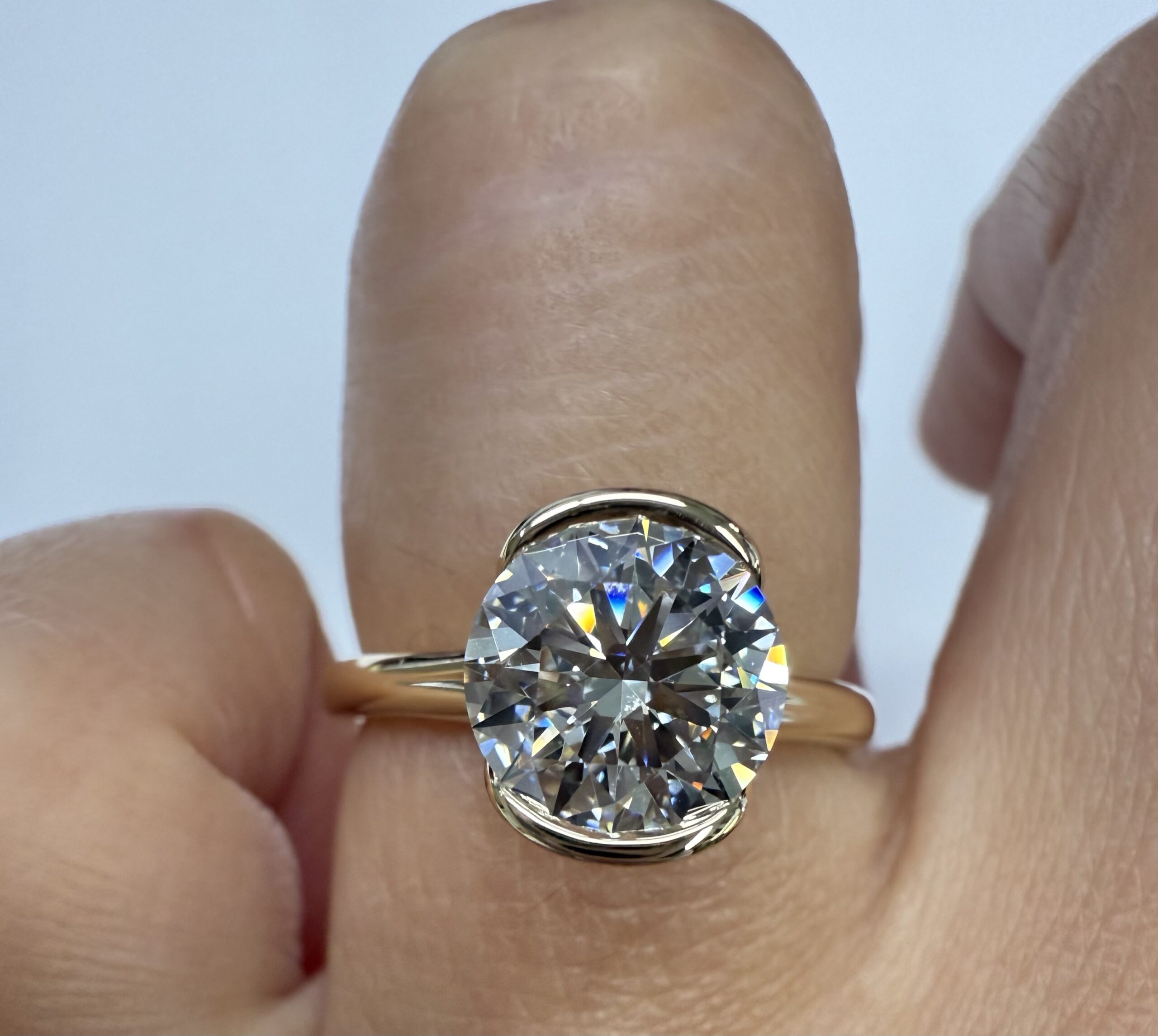 14k Yellow Gold Partial Bezel Set IGI Certified Genuine Laboratory Grown 2.04 Carat Round Brilliant Cut Diamond Ring - Image 38