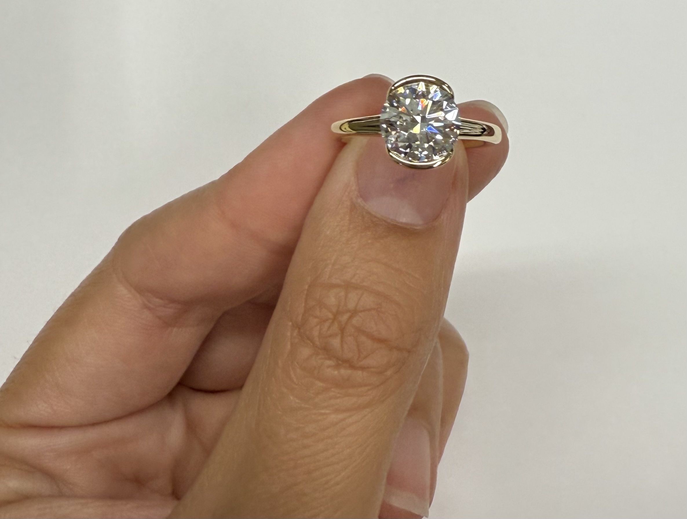 14k Yellow Gold Partial Bezel Set IGI Certified Genuine Laboratory Grown 2.04 Carat Round Brilliant Cut Diamond Ring - Image 39