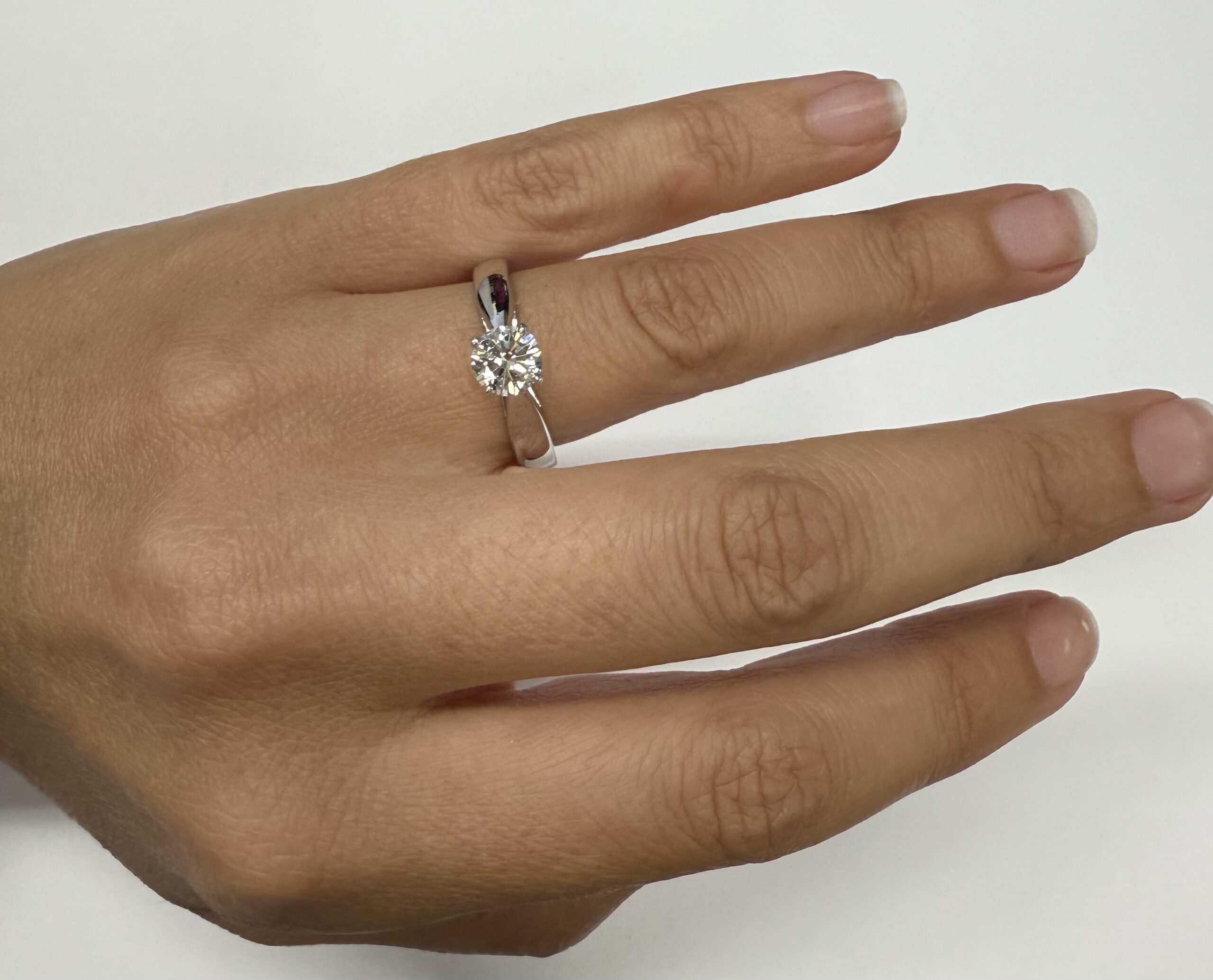 14k White Gold Genuine GIA Certified .90 Carat Round Brilliant Cut Diamond Solitaire - Image 9