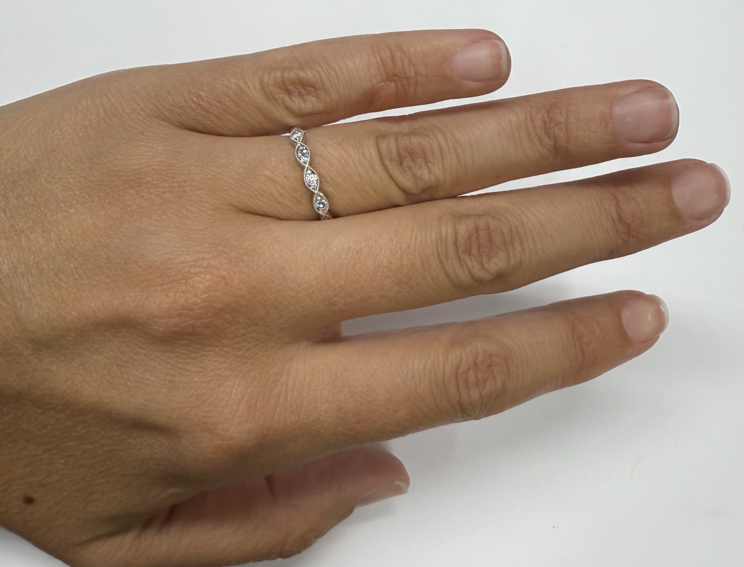 14k White Gold Genuine .08 Cttw Diamond & .08 Cttw Blue Topaz Band - Image 18