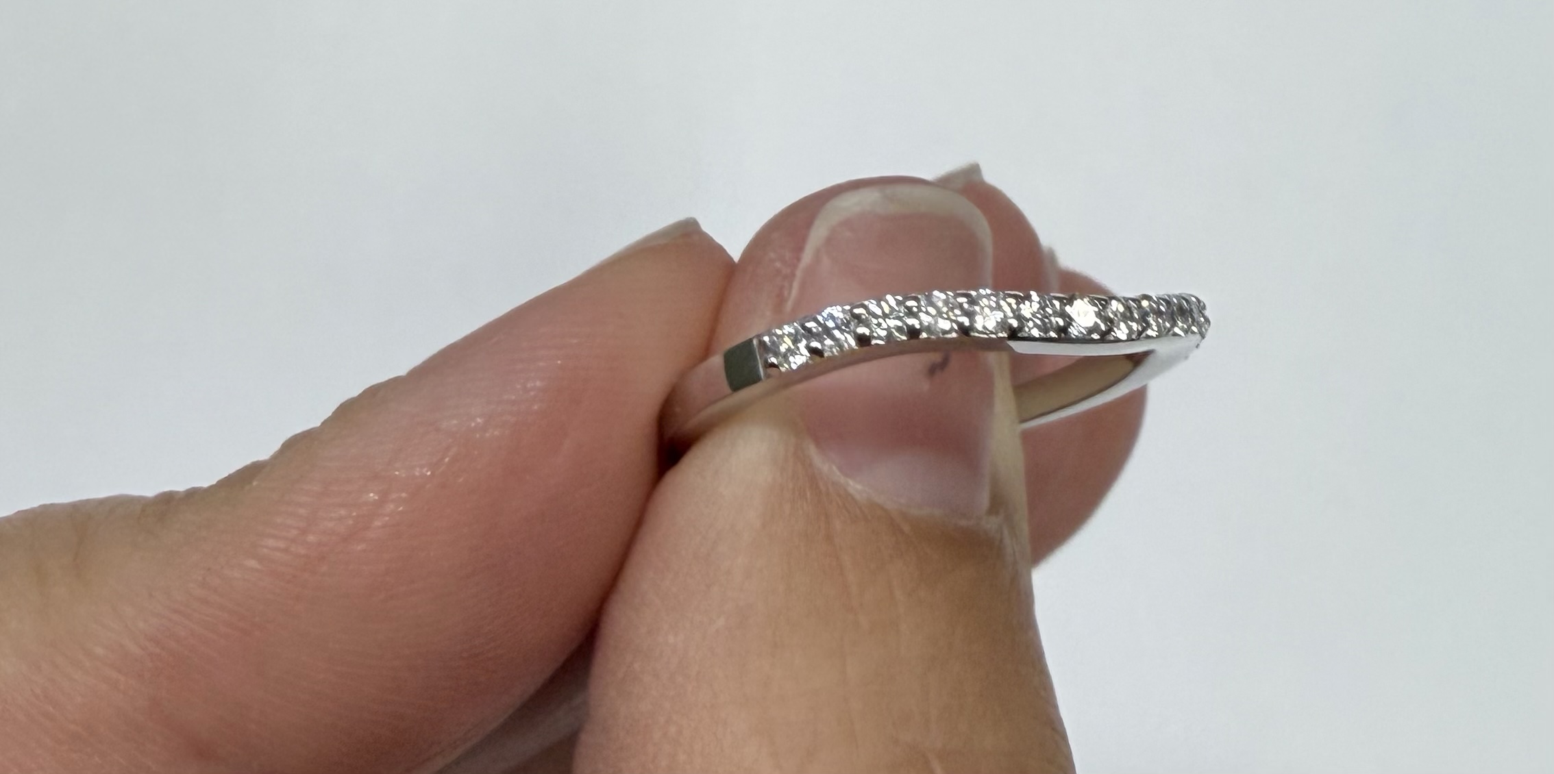 14k White Gold Genuine 15 Stone .21 Cttw Round Brilliant Cut Diamond Slightly Curved Band - Image 7