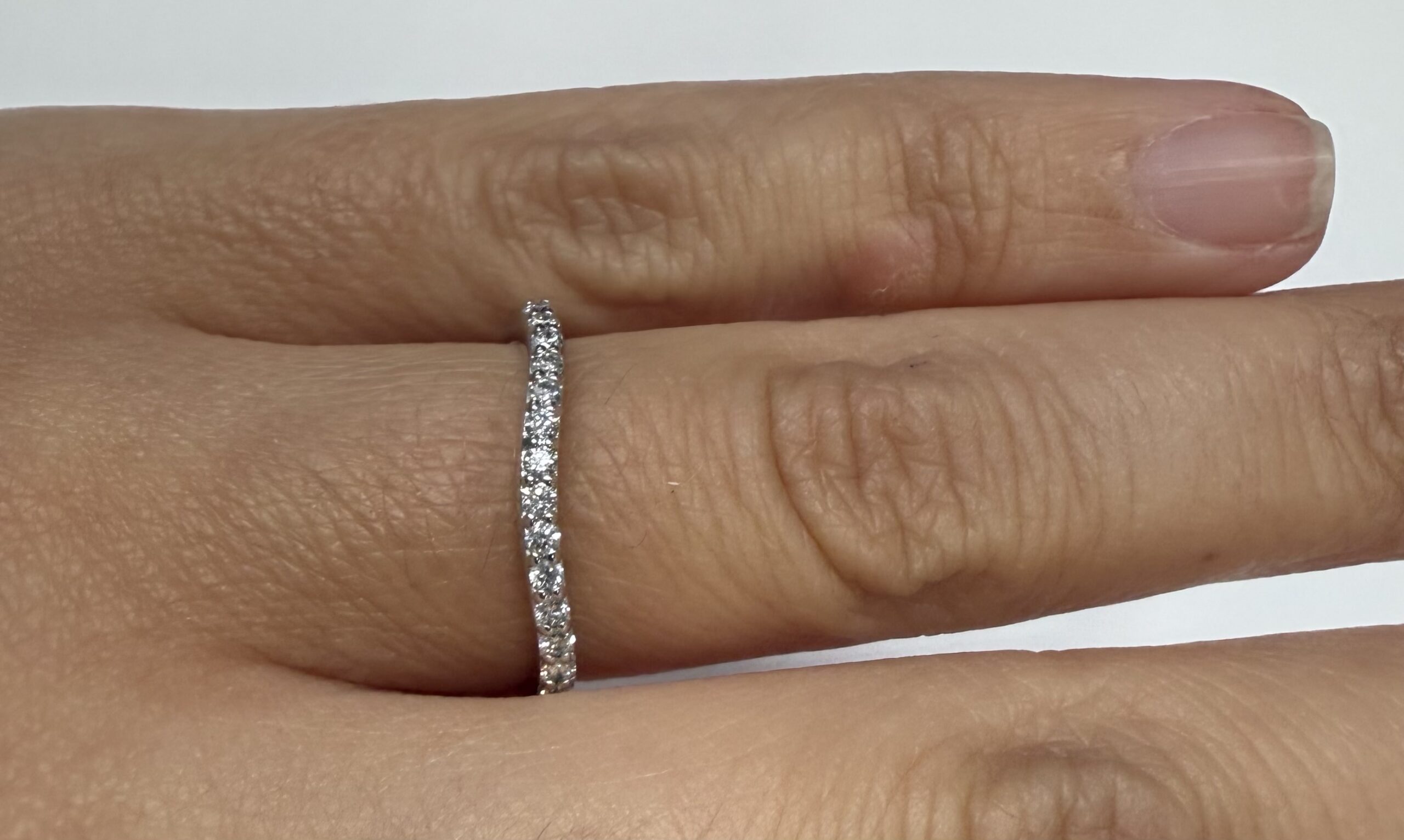 14k White Gold Genuine 15 Stone .21 Cttw Round Brilliant Cut Diamond Slightly Curved Band - Image 15
