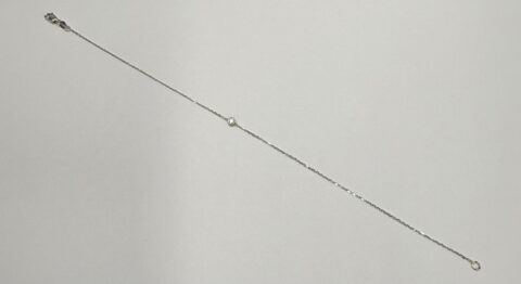 14k White Gold Genuine .10 Cttw Round Brilliant Cut Diamond Anklet