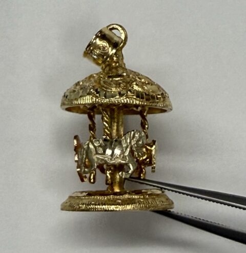 Vintage 14k Yellow Gold Carousel Charm