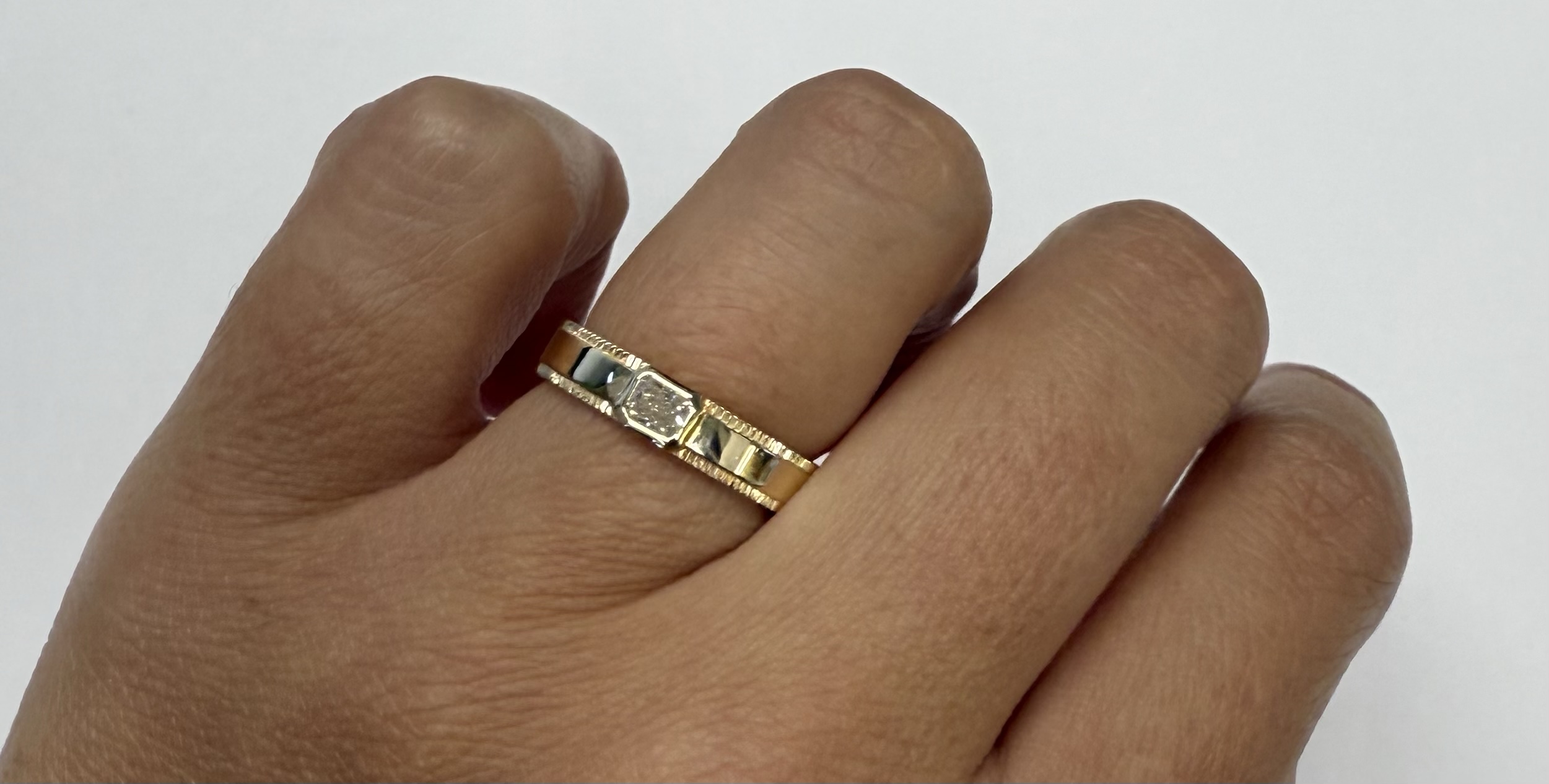 14k Yellow Genuine .20 Cttw Radiant Cut Diamond Band - Image 11