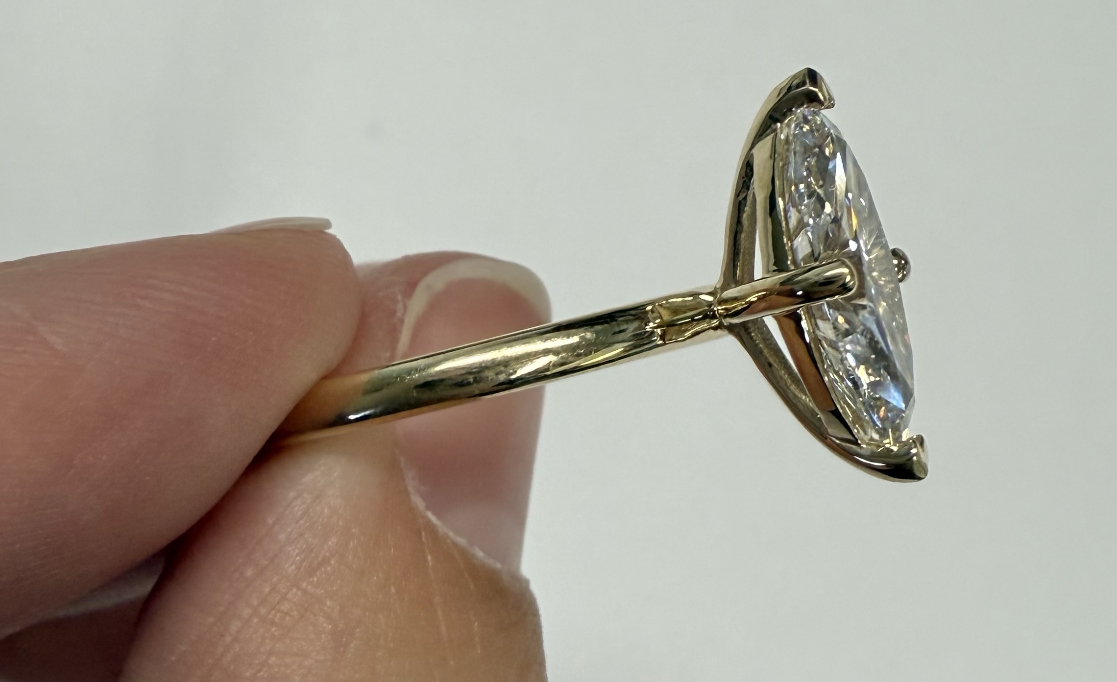 14k Yellow Gold Compass Style Genuine Laboratory Grown 2.01 Carat Marquise Diamond Engagement Ring - Image 3