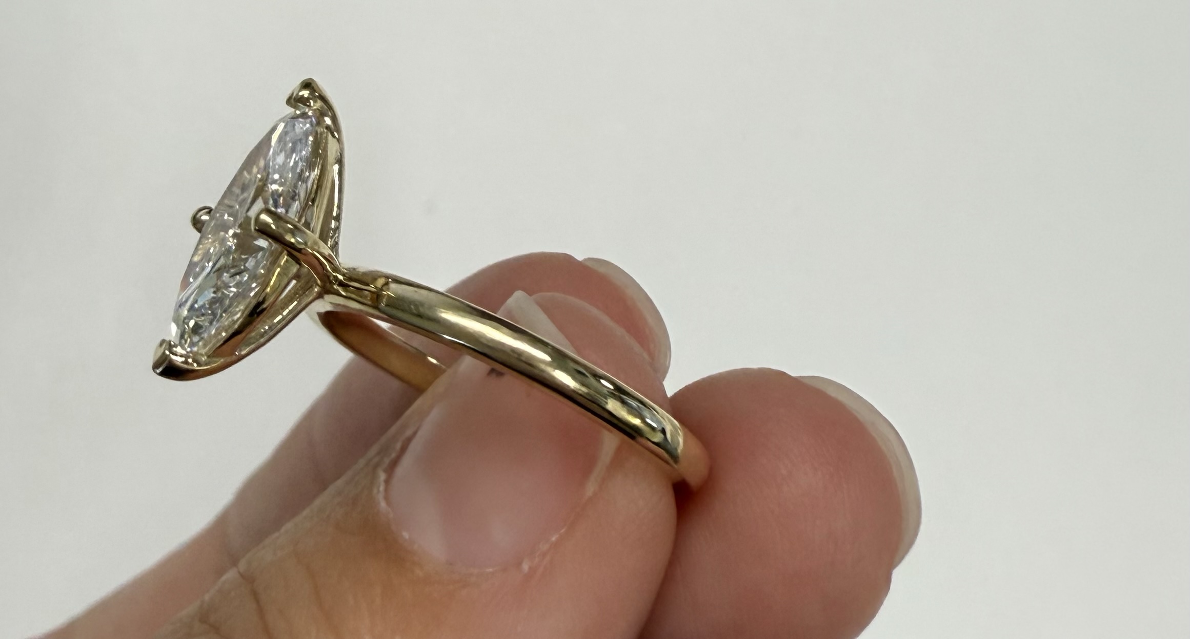 14k Yellow Gold Compass Style Genuine Laboratory Grown 2.01 Carat Marquise Diamond Engagement Ring - Image 6